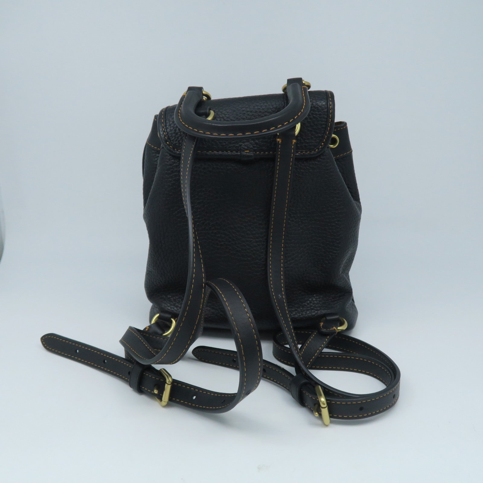 COACH 牛皮皮革Rucksack金扣背包黑色