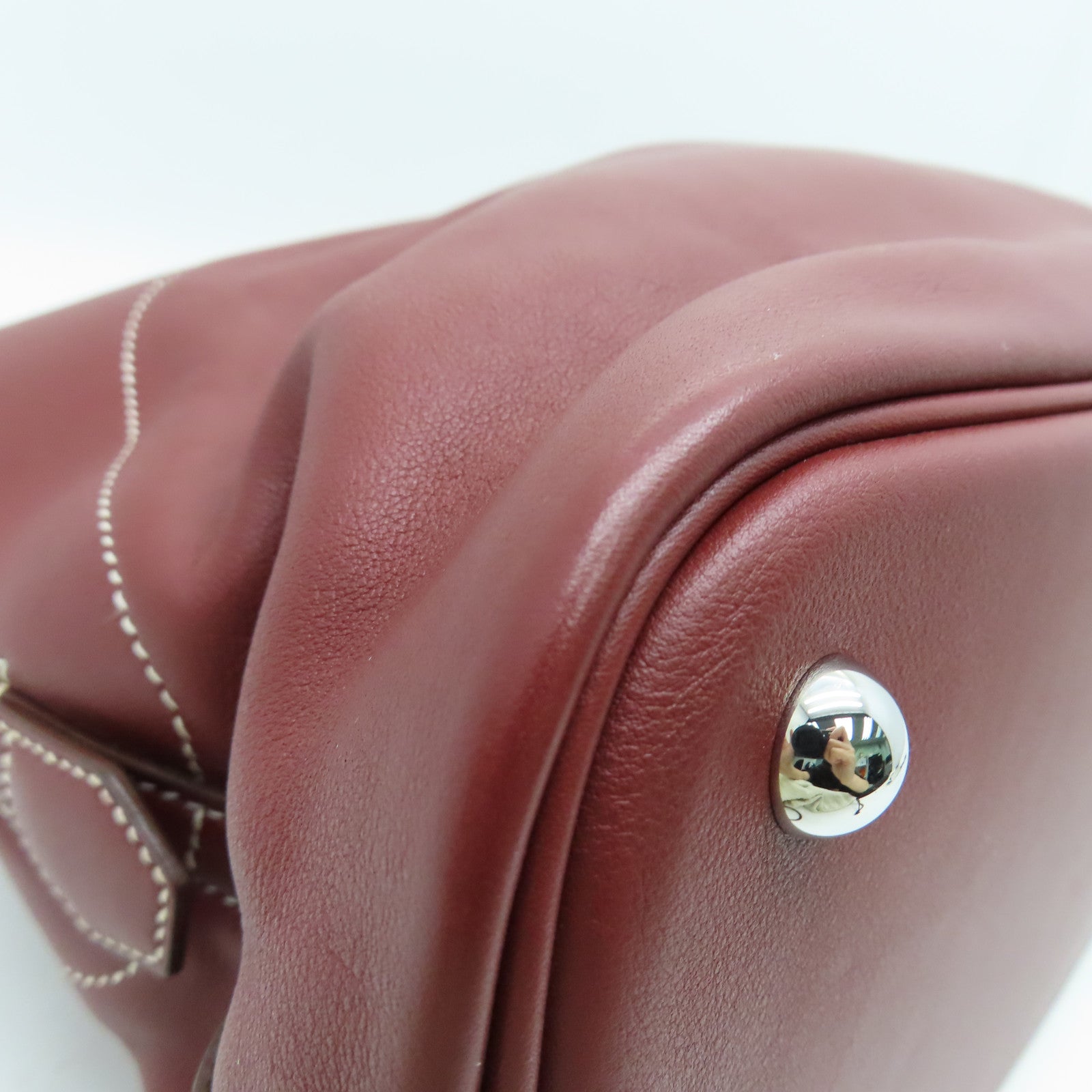 HERMES Veau Swift Leather Bolide Relax 35 Handle Bag Silver Buckle