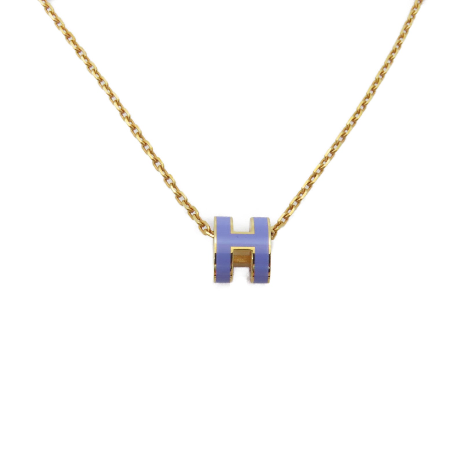 HERMES 金屬Mini Pop H Necklace項鍊紫色金色