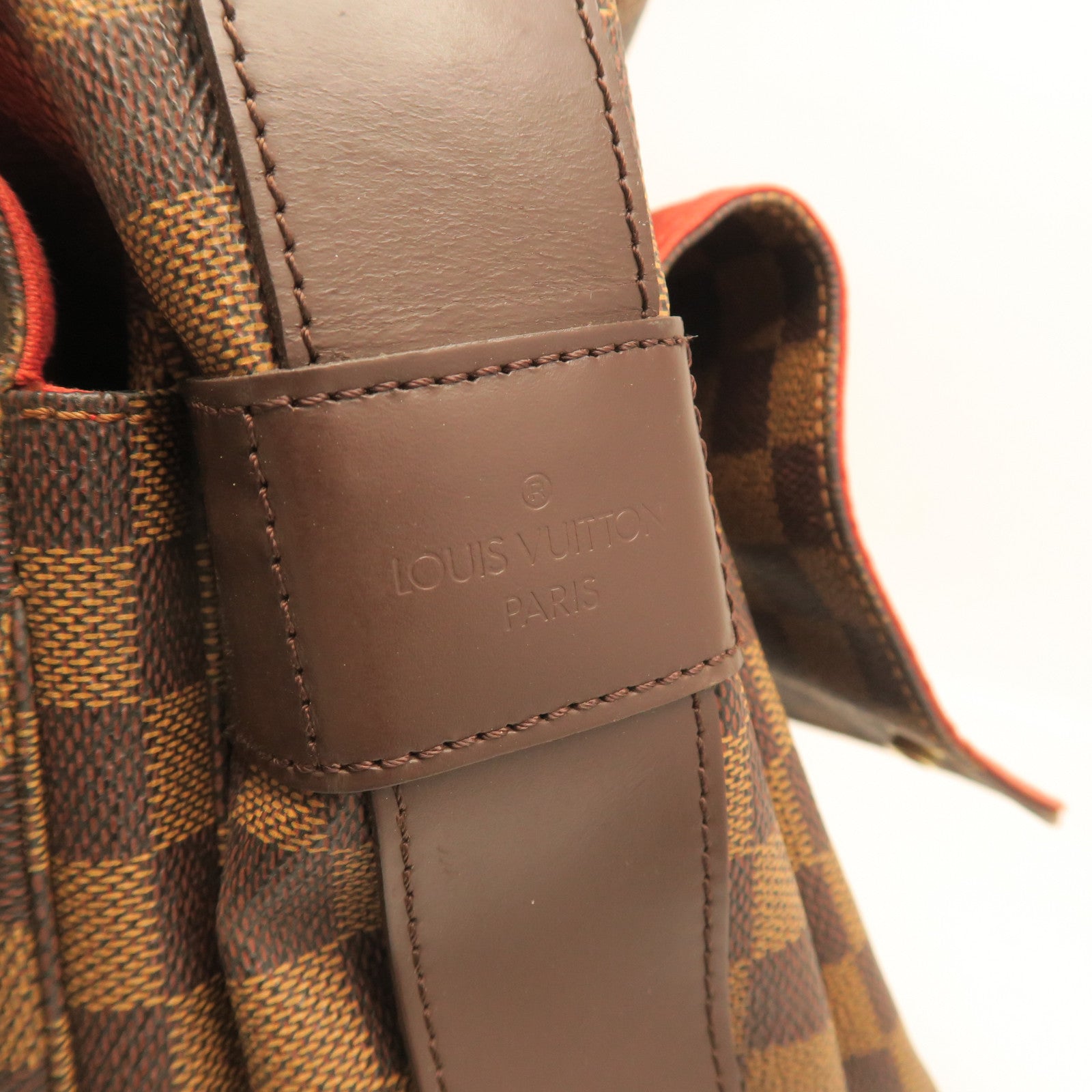 LOUIS VUITTON Damier Naviglio Gold Buckle Shoulder Bag Brown