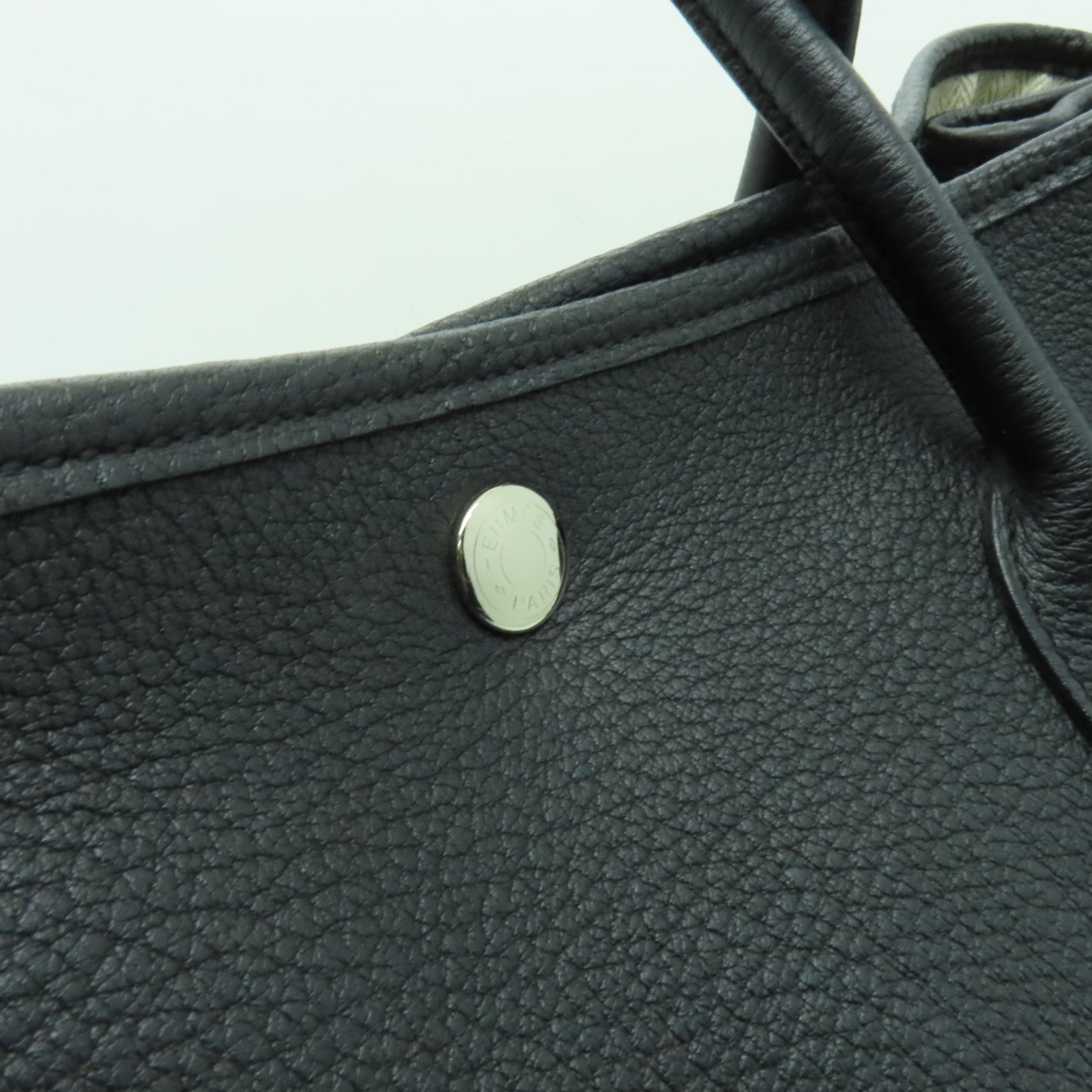 HERMES Negonda皮革Garden Party PM銀扣手挽袋黑色