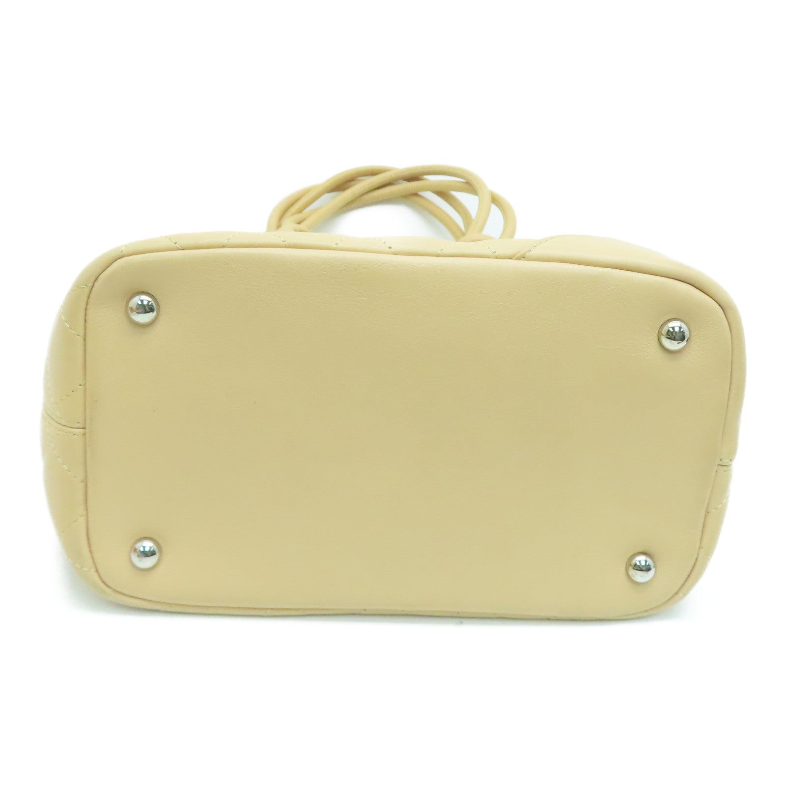 CHANEL rhombic cowhide leather Cambon Line silver buckle handle bag beige
