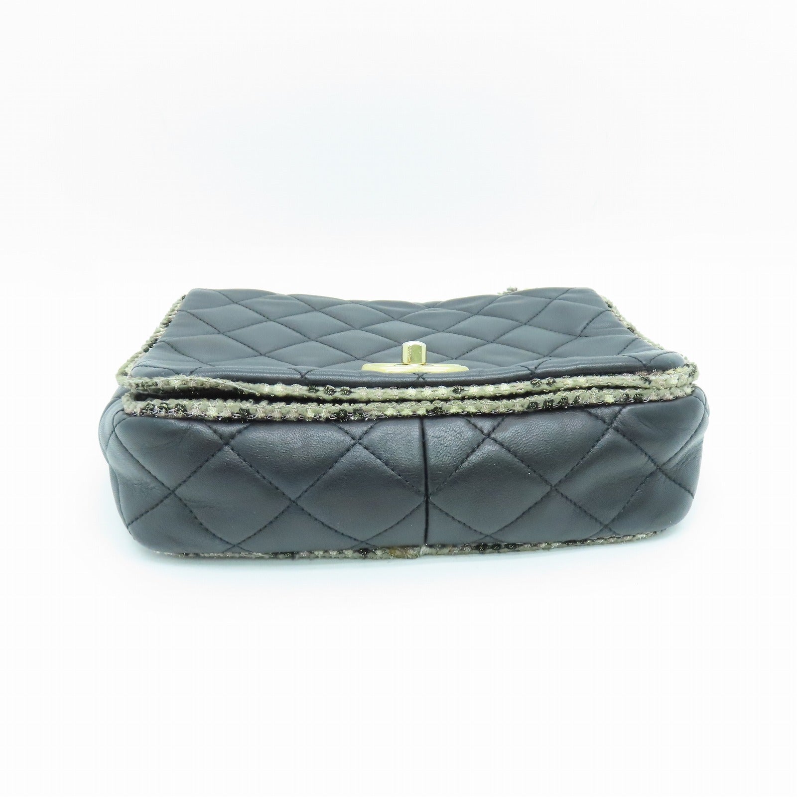 CHANEL 【激減優惠】菱格牛皮皮革Chain Shoulder金扣鏈帶肩背袋黑色