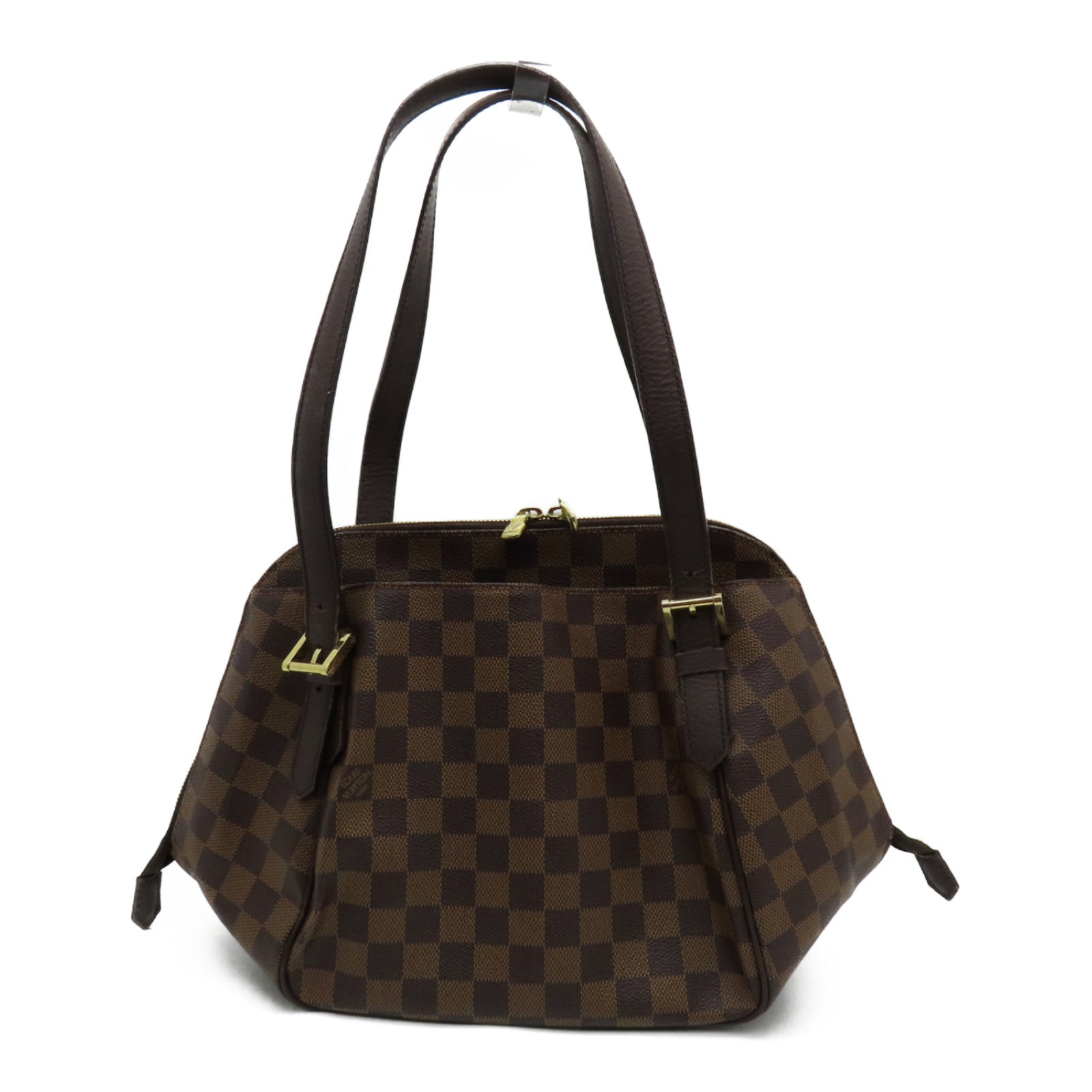LOUIS VUITTON Damier Belem MM Gold Buckle Shoulder Bag Brown