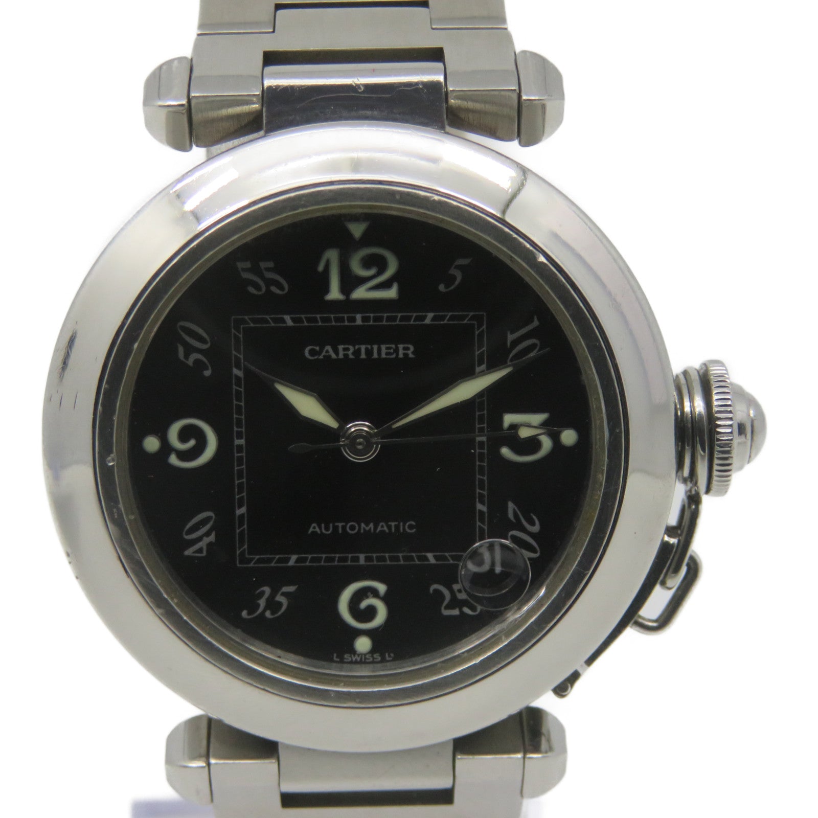 CARTIER Pasha C Watch不鏽鋼自動機芯黑色