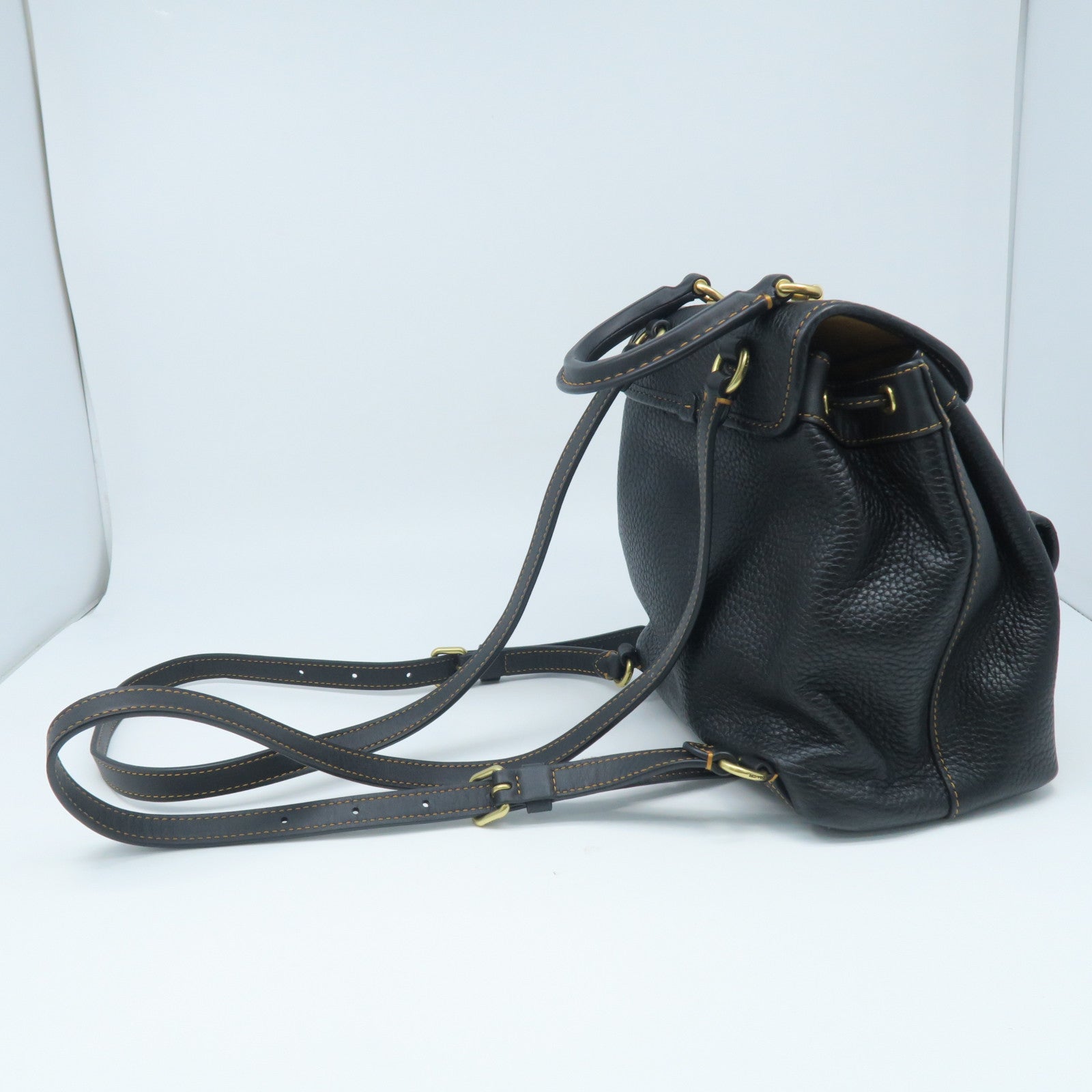 COACH 牛皮皮革Rucksack金扣背包黑色