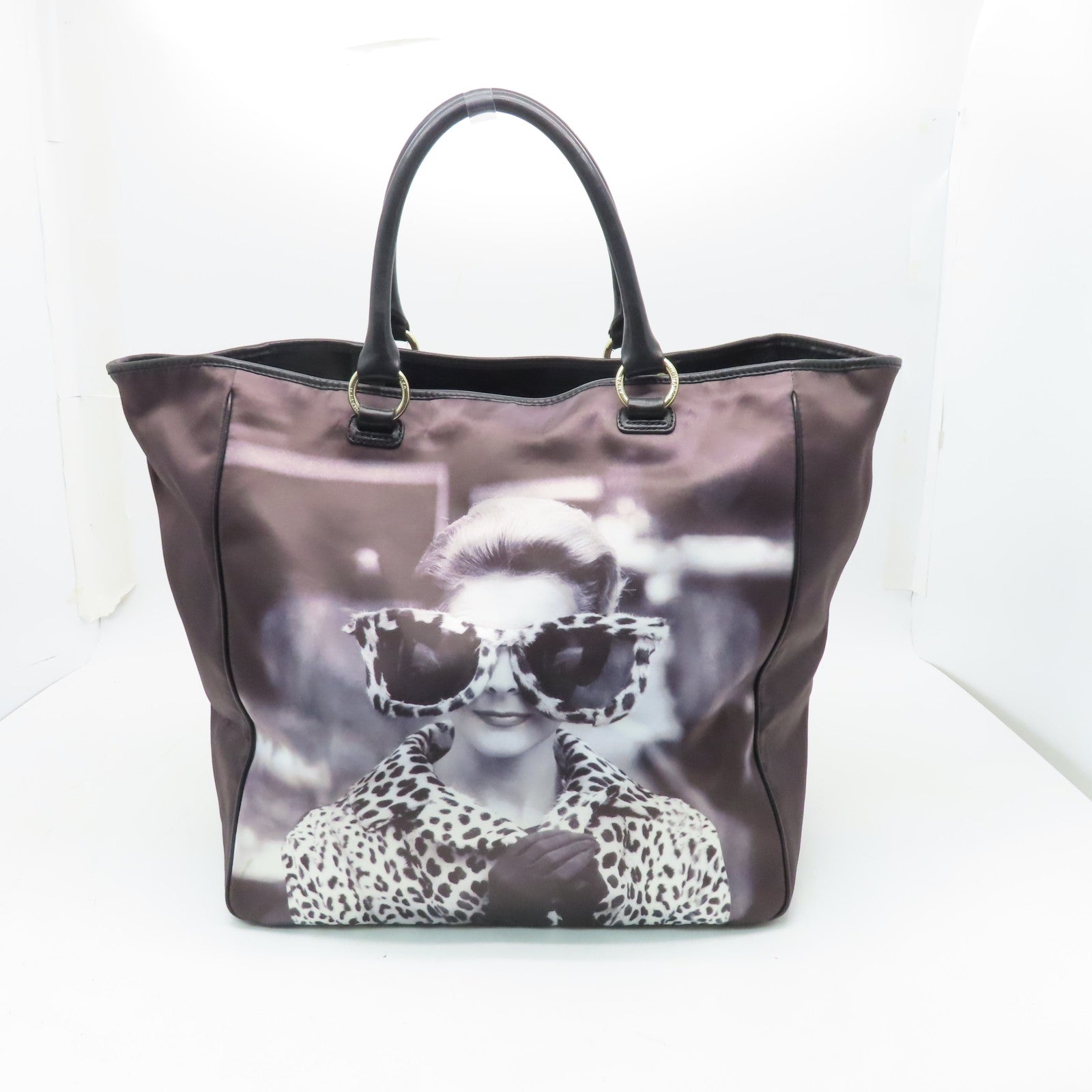Anya Hindmarch Nylon Tote Bag Gold Buckle Handle Bag Black
