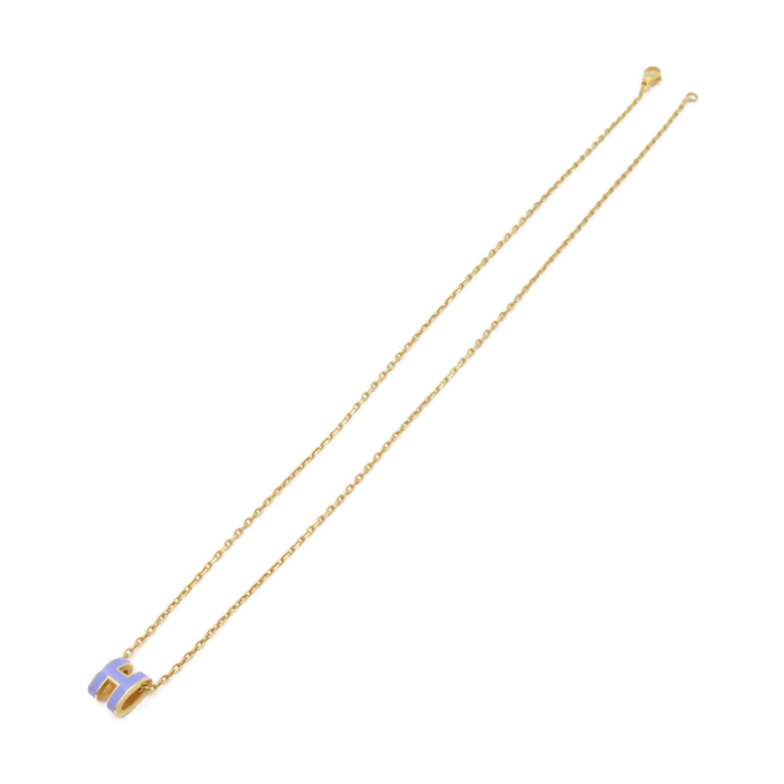 HERMES 金屬Mini Pop H Necklace項鍊紫色金色