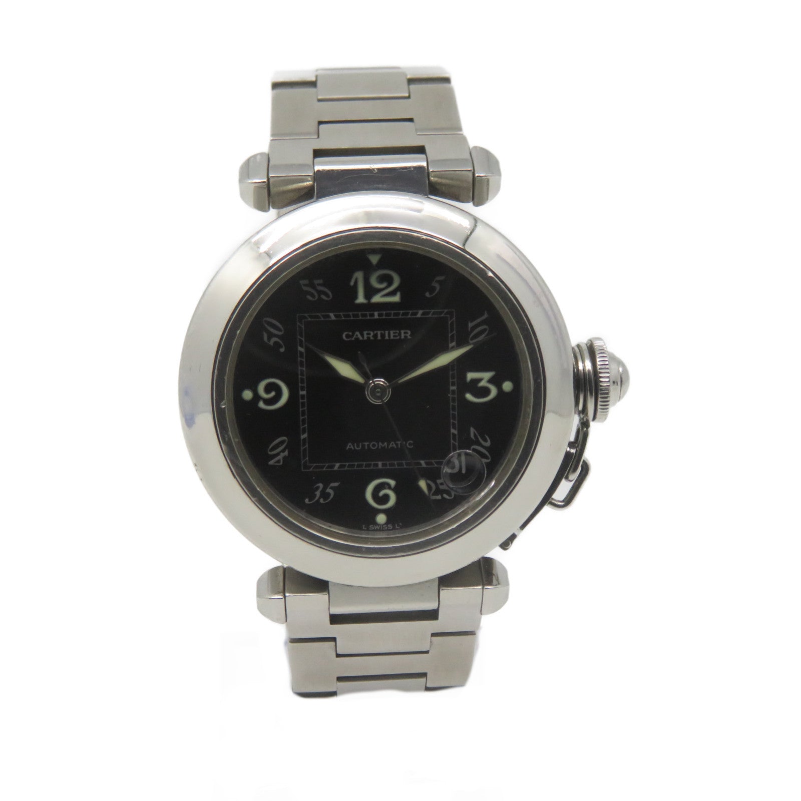 CARTIER Pasha C Watch不鏽鋼自動機芯黑色