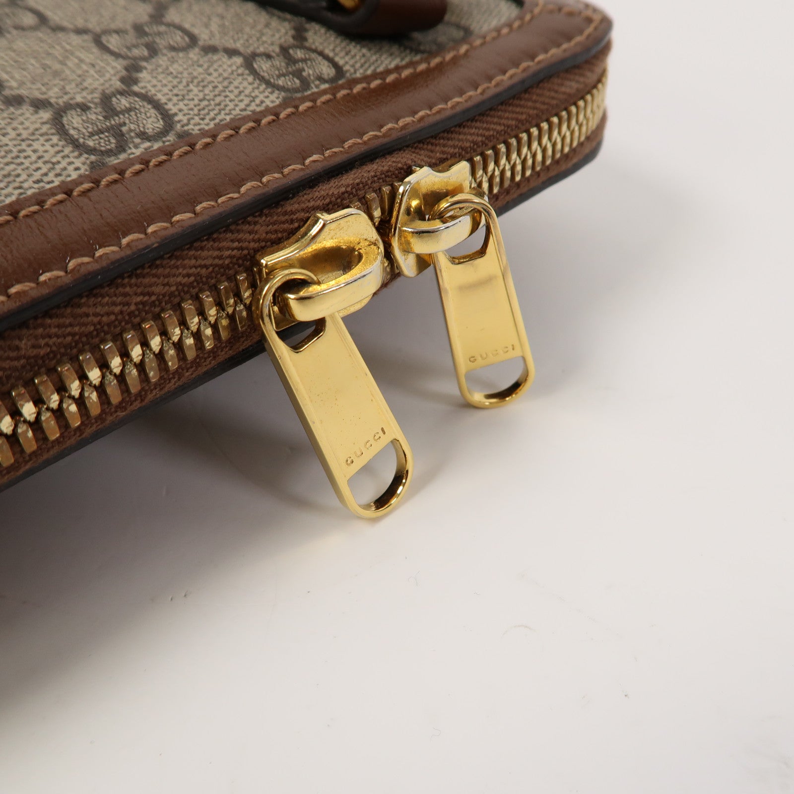 GUCCI 牛皮皮革/塗層帆布Horsebit 1955 Mini Top Handle Bag金扣手挽肩背兩用袋啡色
