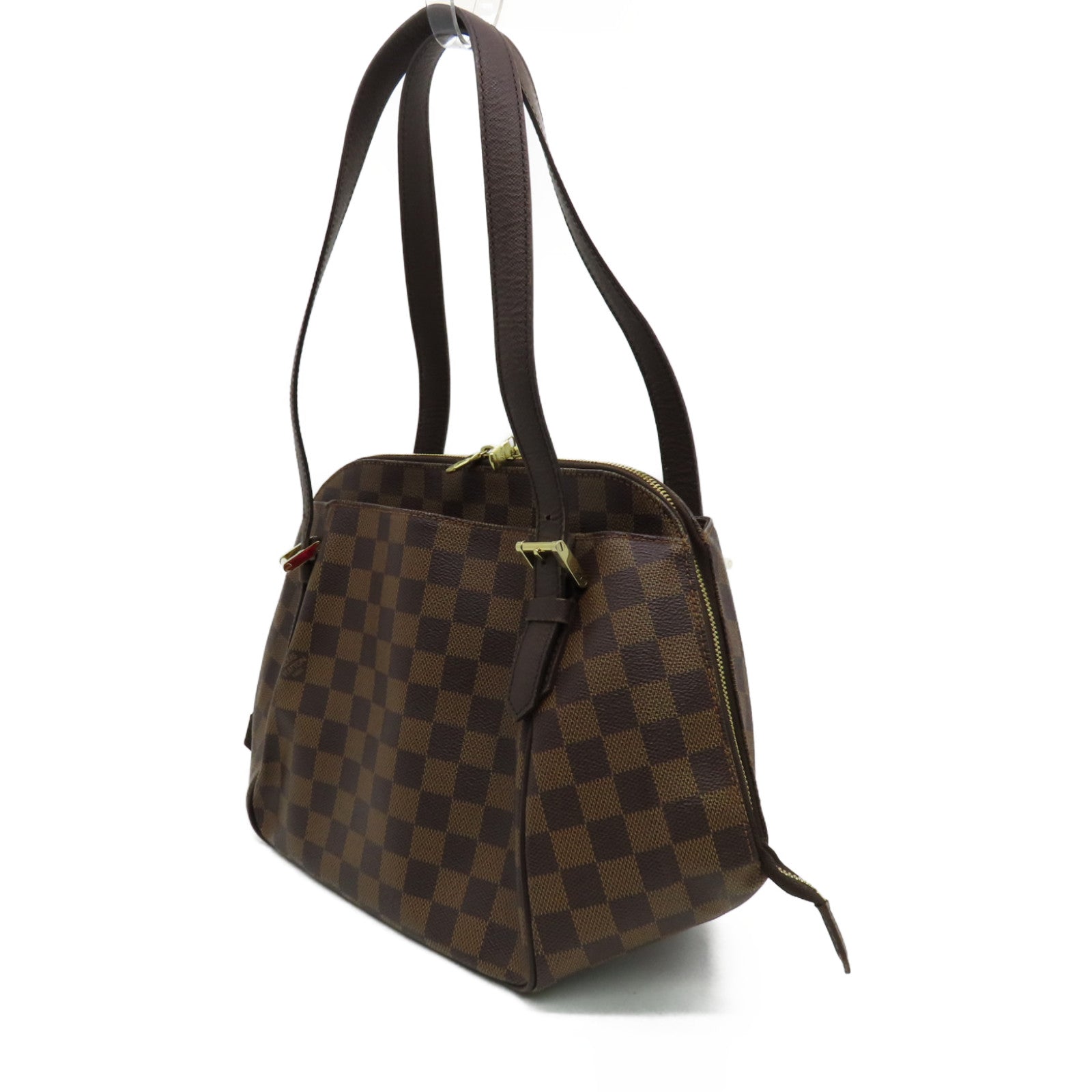 LOUIS VUITTON Damier Belem MM Gold Buckle Shoulder Bag Brown