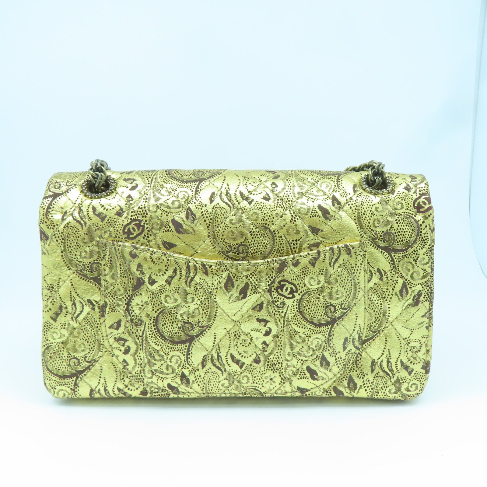 CHANEL cowhide leather Chain Shoulder gold buckle chain shoulder bag gold