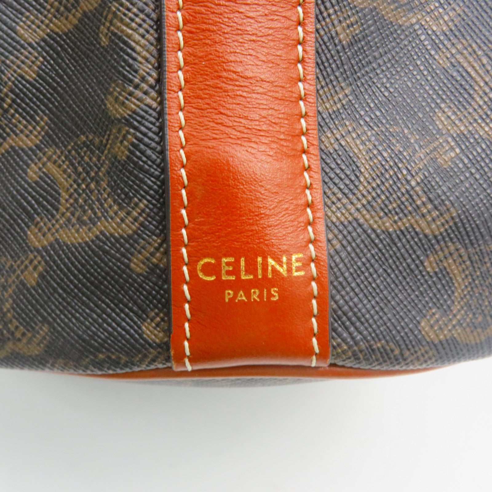 CELINE 牛皮皮革Triomphe Bucket Bag金扣肩背袋啡色