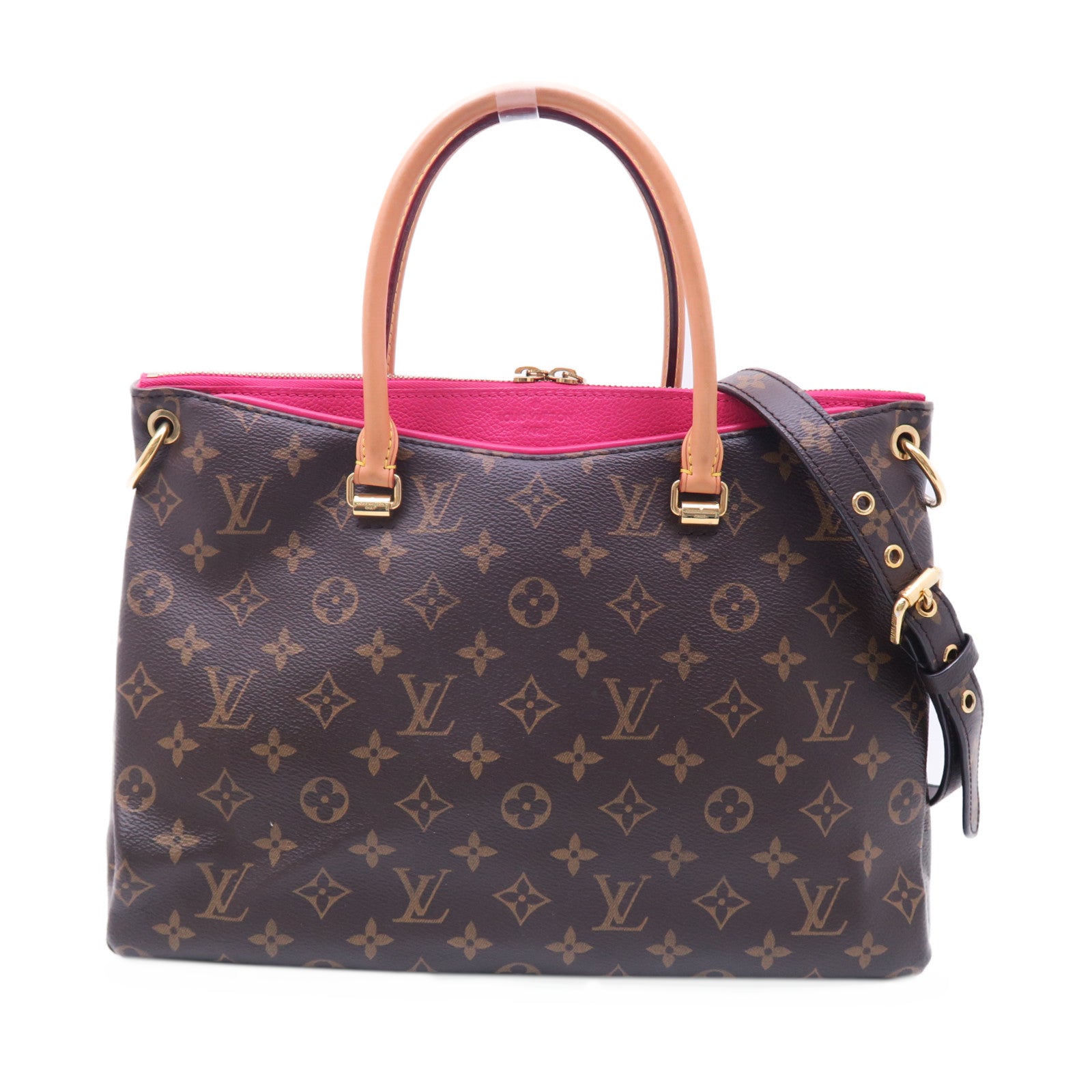 LOUIS VUITTON Monogram Pallas MM金扣手挽肩背兩用袋粉紅色