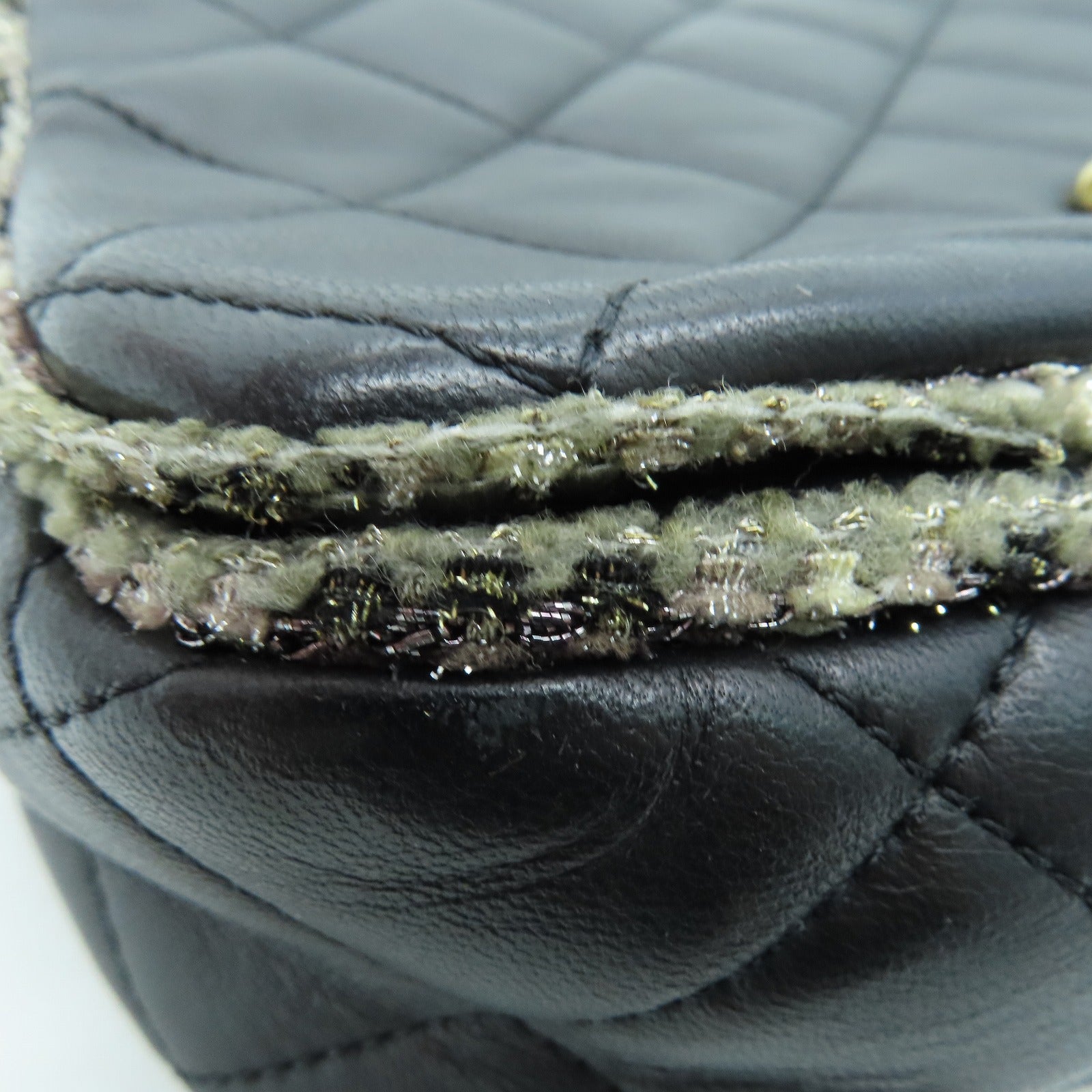 CHANEL 【激減優惠】菱格牛皮皮革Chain Shoulder金扣鏈帶肩背袋黑色