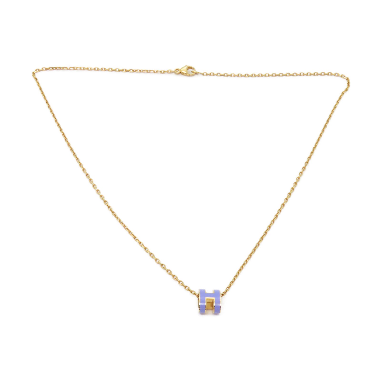 HERMES 金屬Mini Pop H Necklace項鍊紫色金色