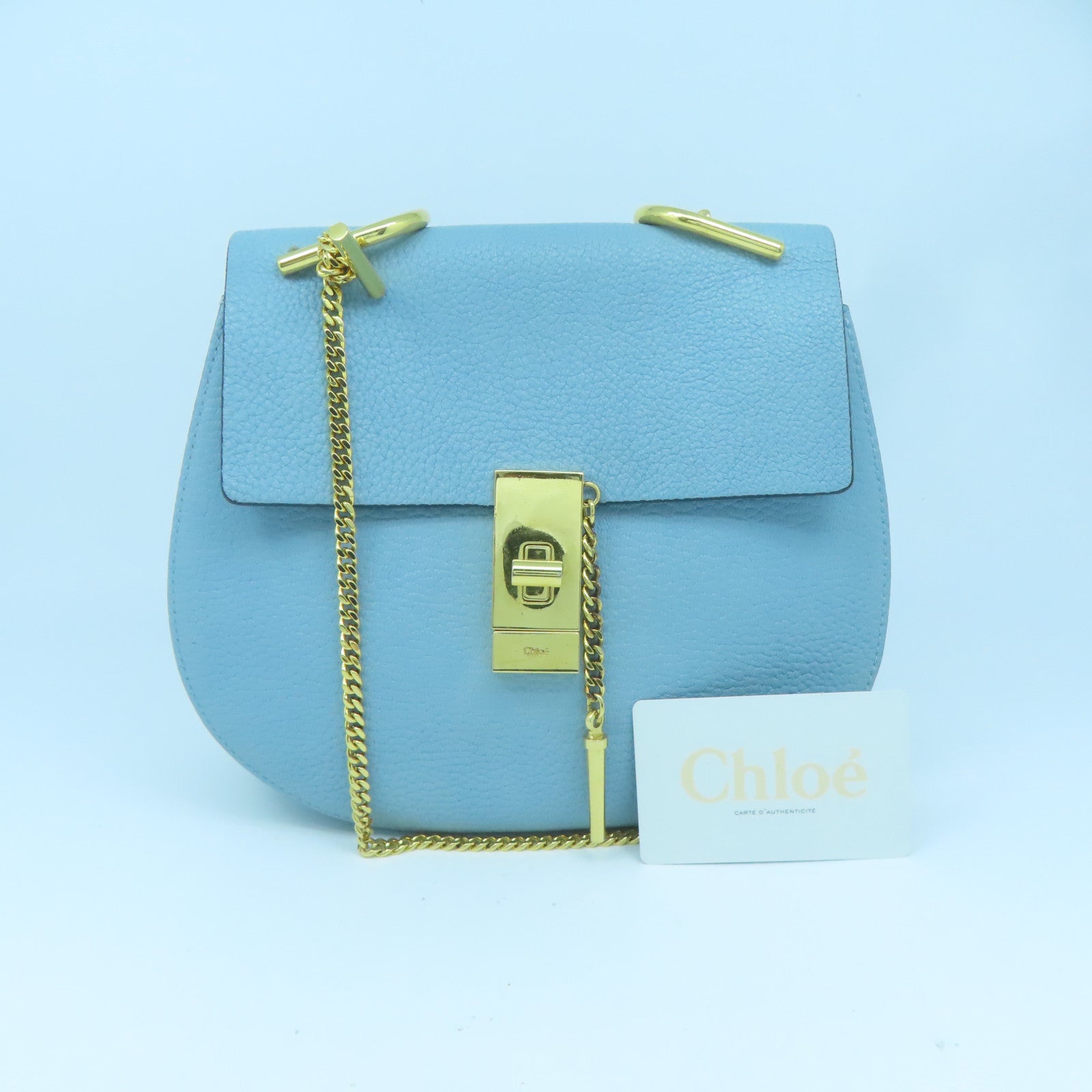 Chloe 牛皮皮革Chain Shoulder金扣鏈帶肩背袋藍色