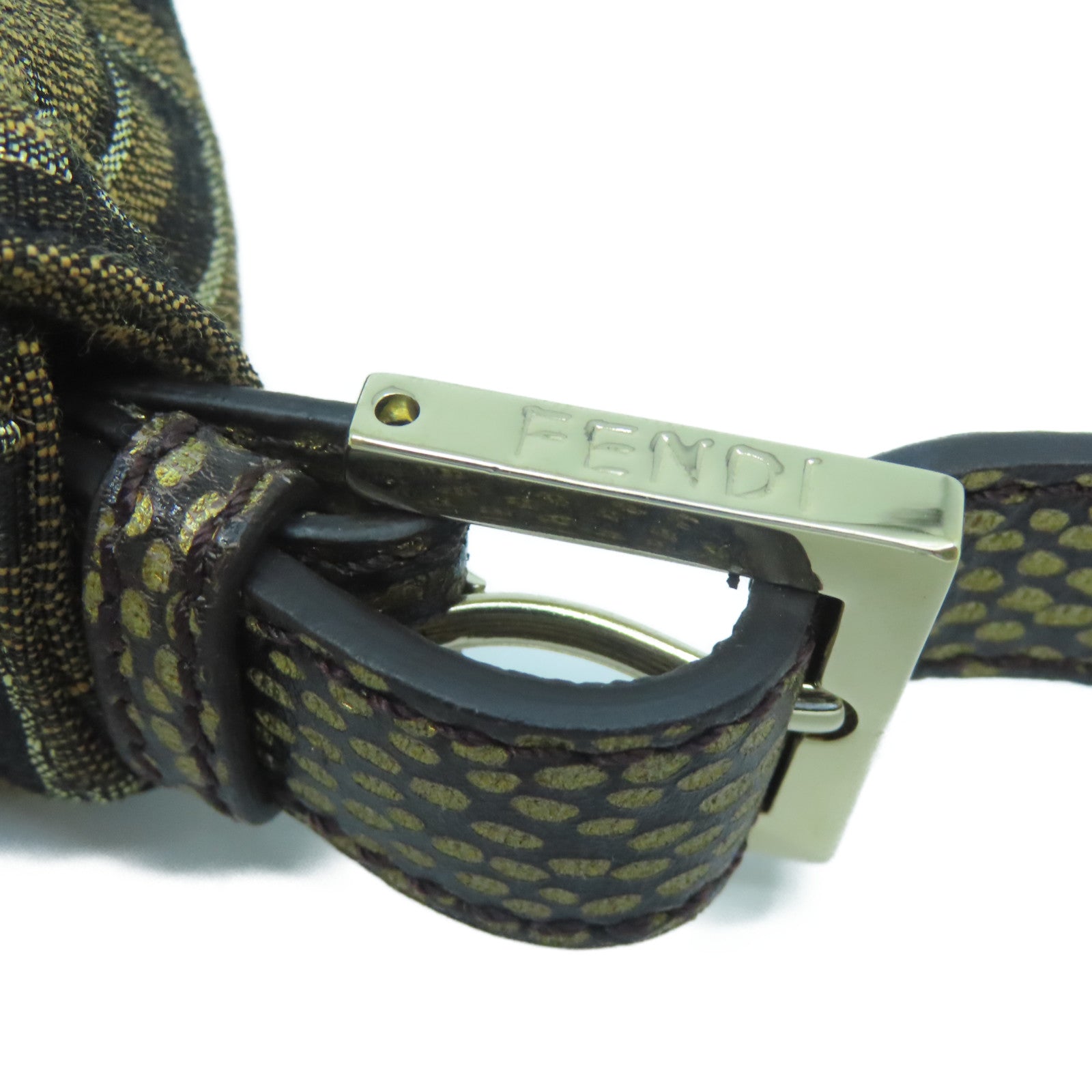 FENDI canvas Shoulder Bag gold buckle shoulder bag brown