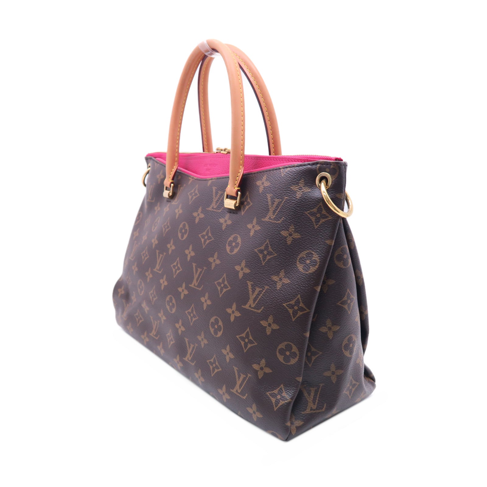 LOUIS VUITTON Monogram Pallas MM金扣手挽肩背兩用袋粉紅色