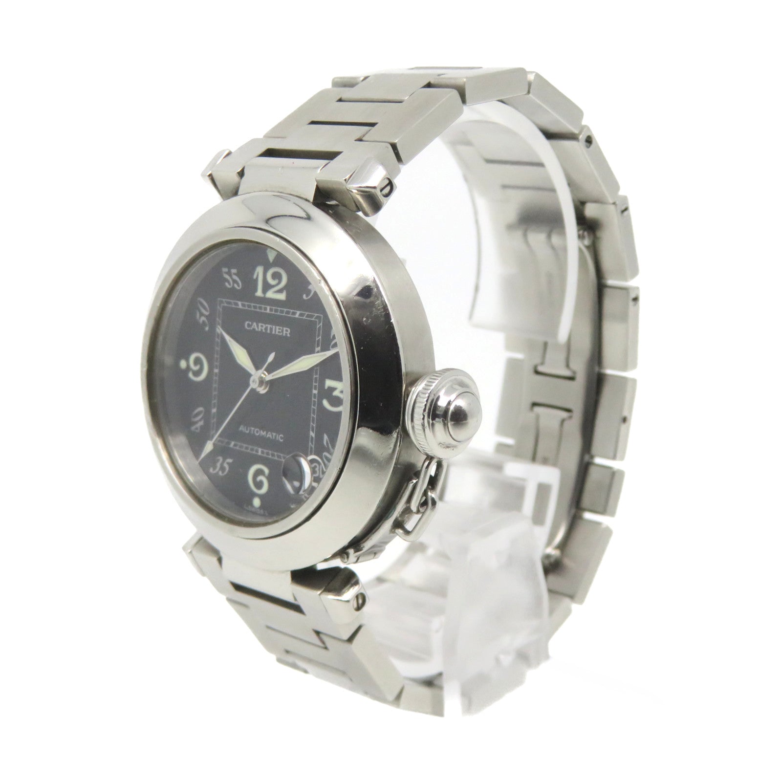 CARTIER Pasha C Watch不鏽鋼自動機芯黑色