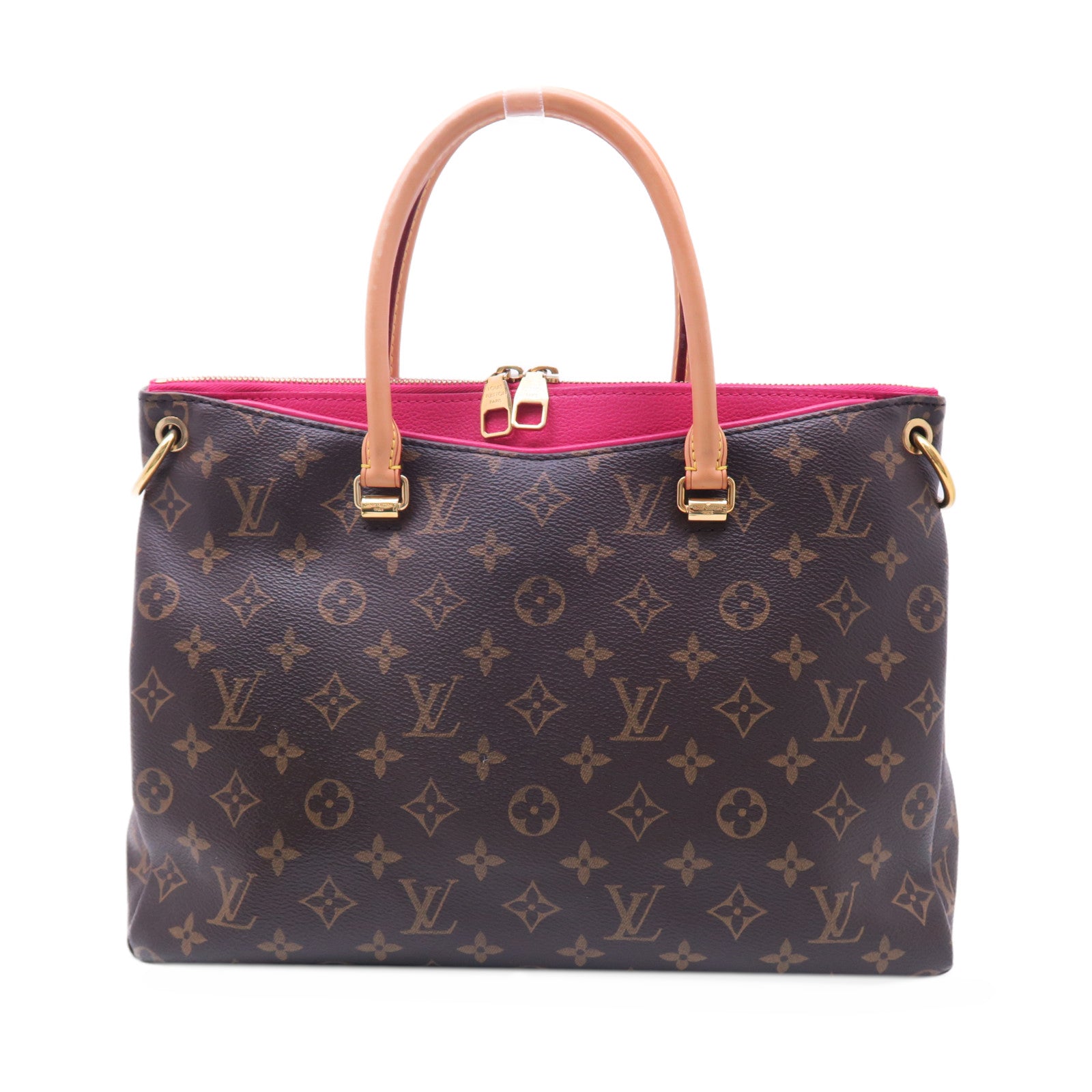 LOUIS VUITTON Monogram Pallas MM金扣手挽肩背兩用袋粉紅色