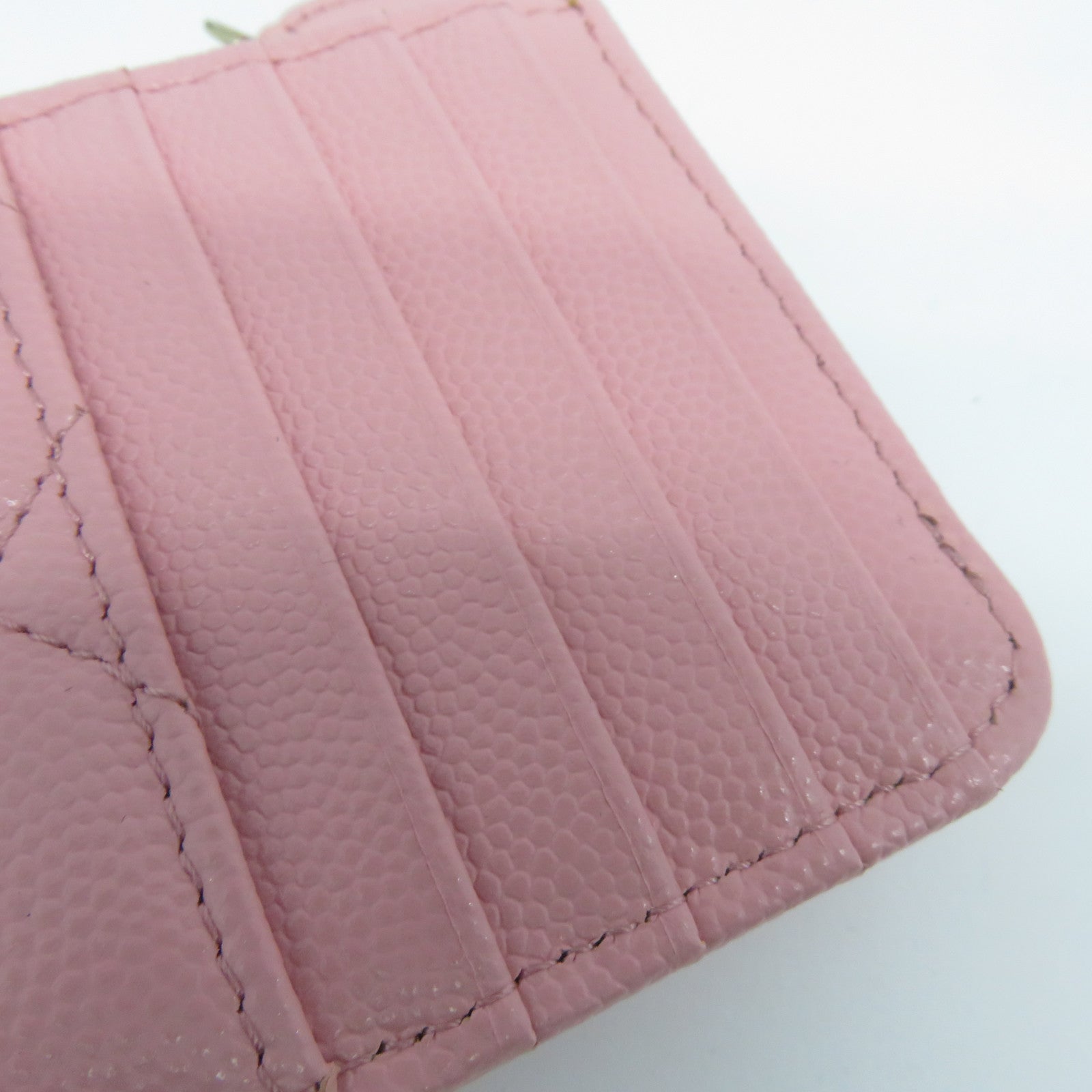 CHANEL 菱格Caviar皮革Card Holder金扣卡片套粉紅色