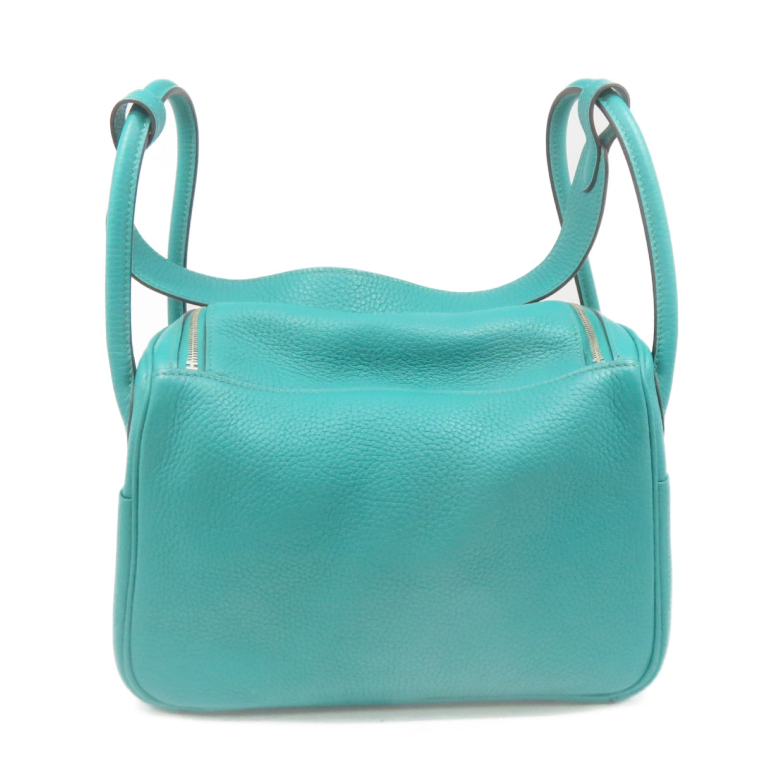HERMES Clemence皮革Lindy 26 Shoulder Bag银扣肩背袋7F绿色