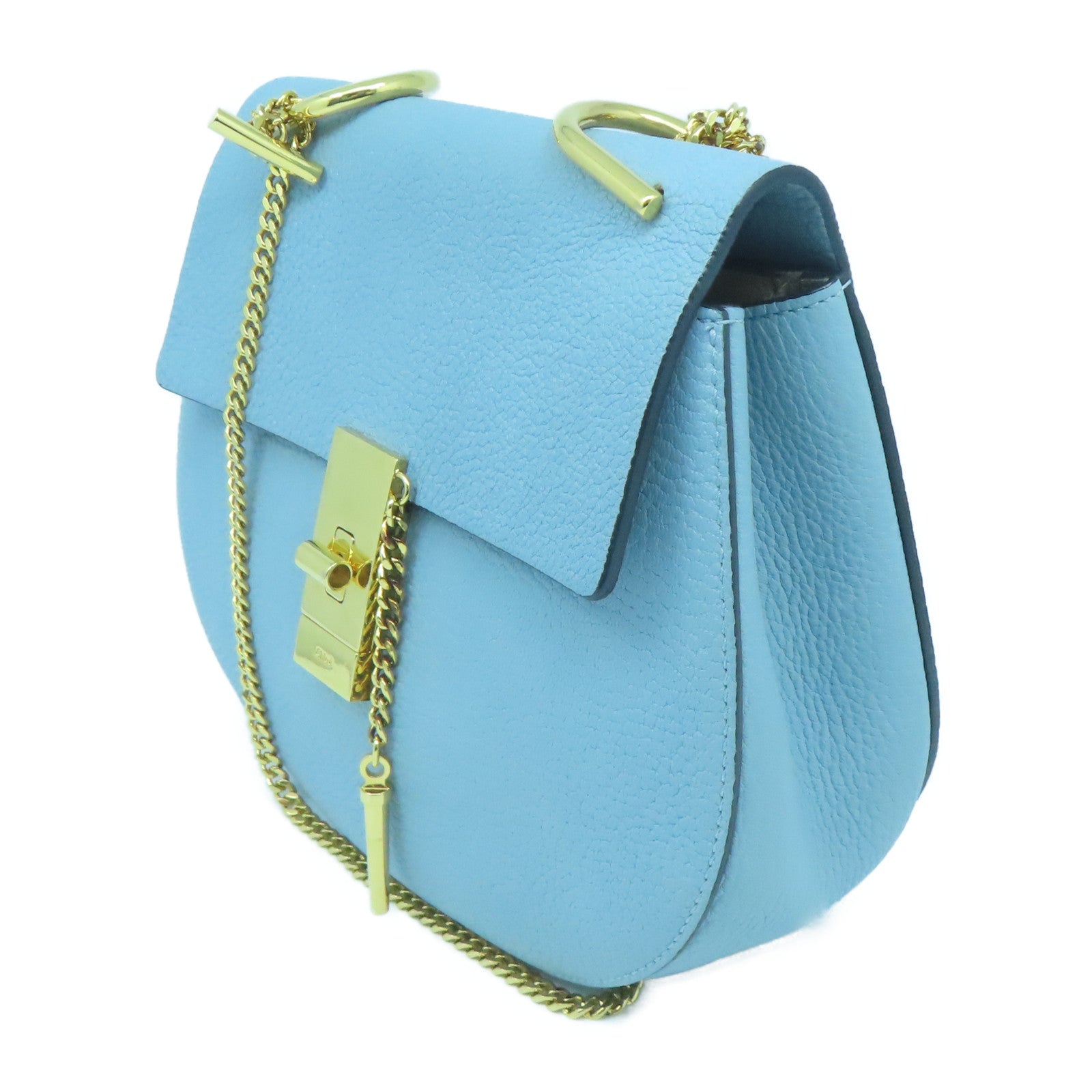 Chloe 牛皮皮革Chain Shoulder金扣鏈帶肩背袋藍色