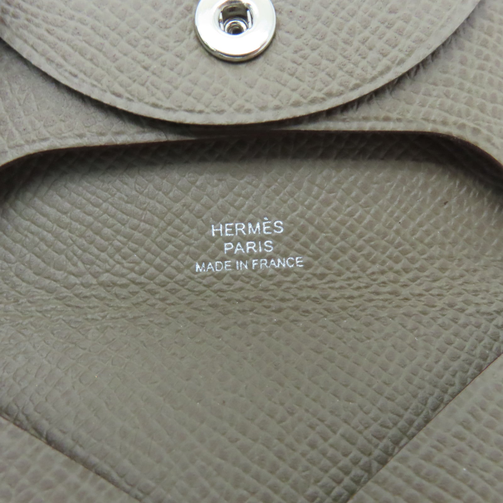 HERMES Epsom皮革Bastia零錢包Etoupe/啡色