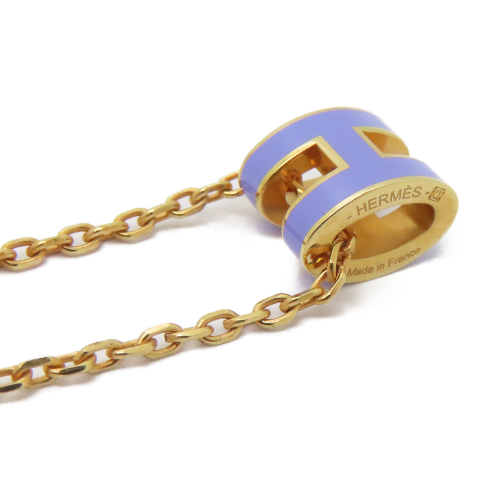 HERMES 金屬Mini Pop H Necklace項鍊紫色金色