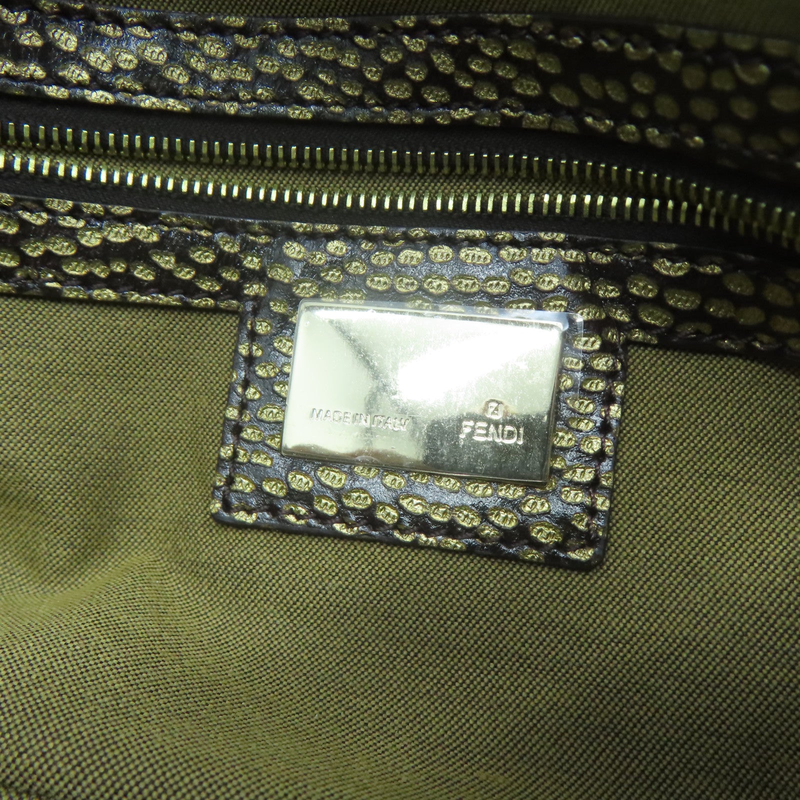 FENDI canvas Shoulder Bag gold buckle shoulder bag brown