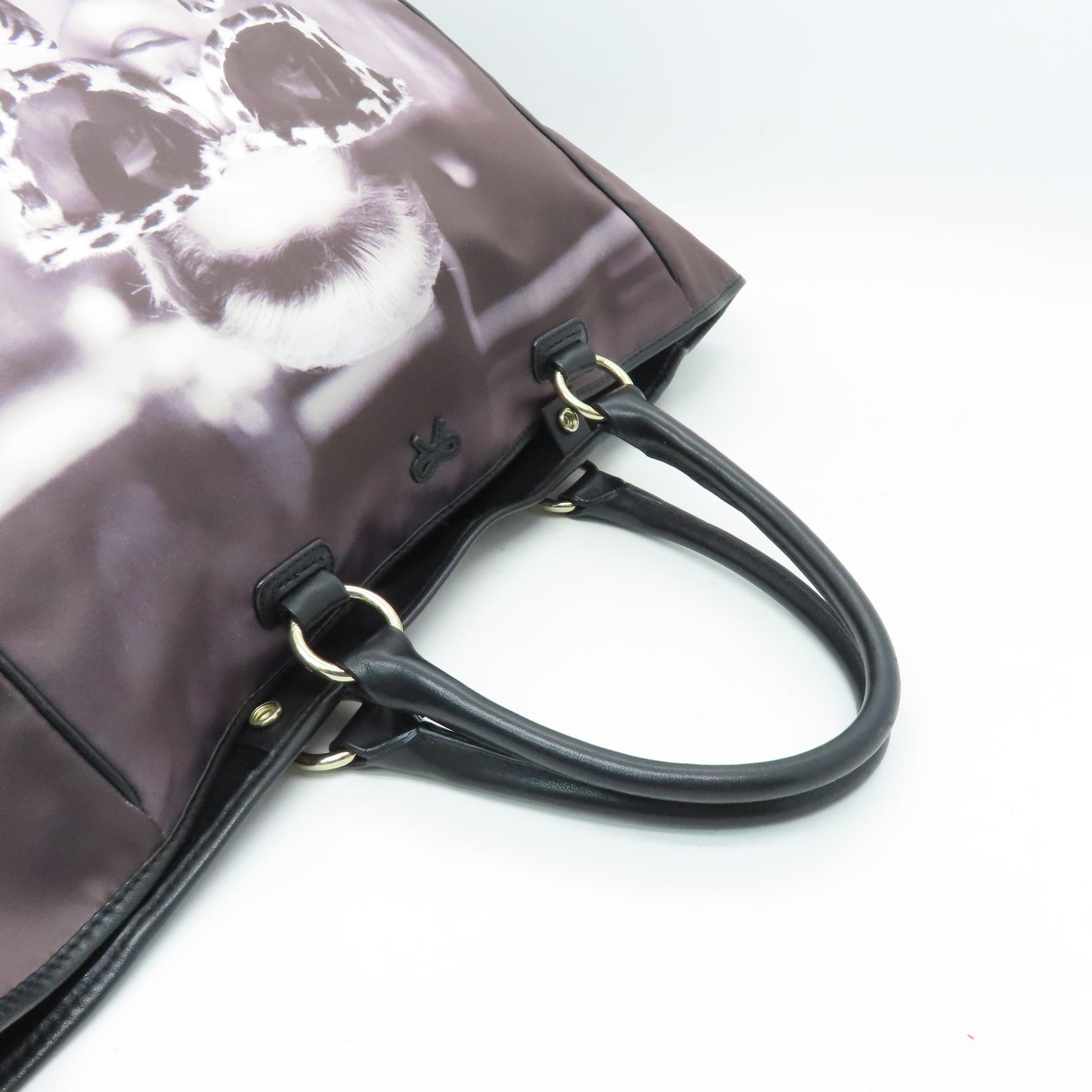 Anya Hindmarch Nylon Tote Bag Gold Buckle Handle Bag Black