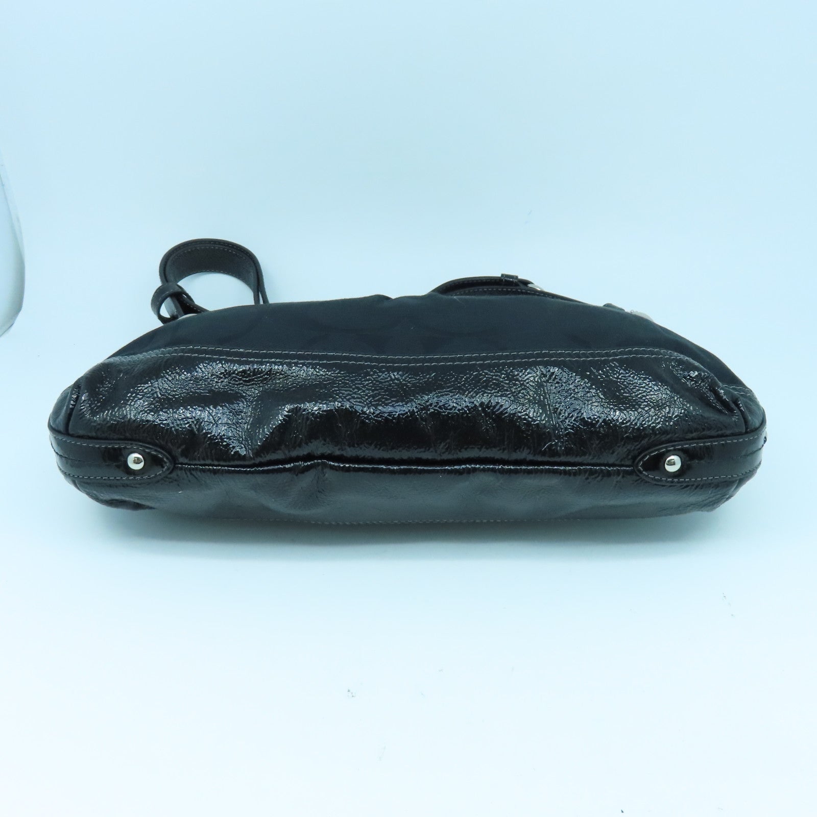 COACH 帆布Shoulder Bag銀扣肩背袋黑色