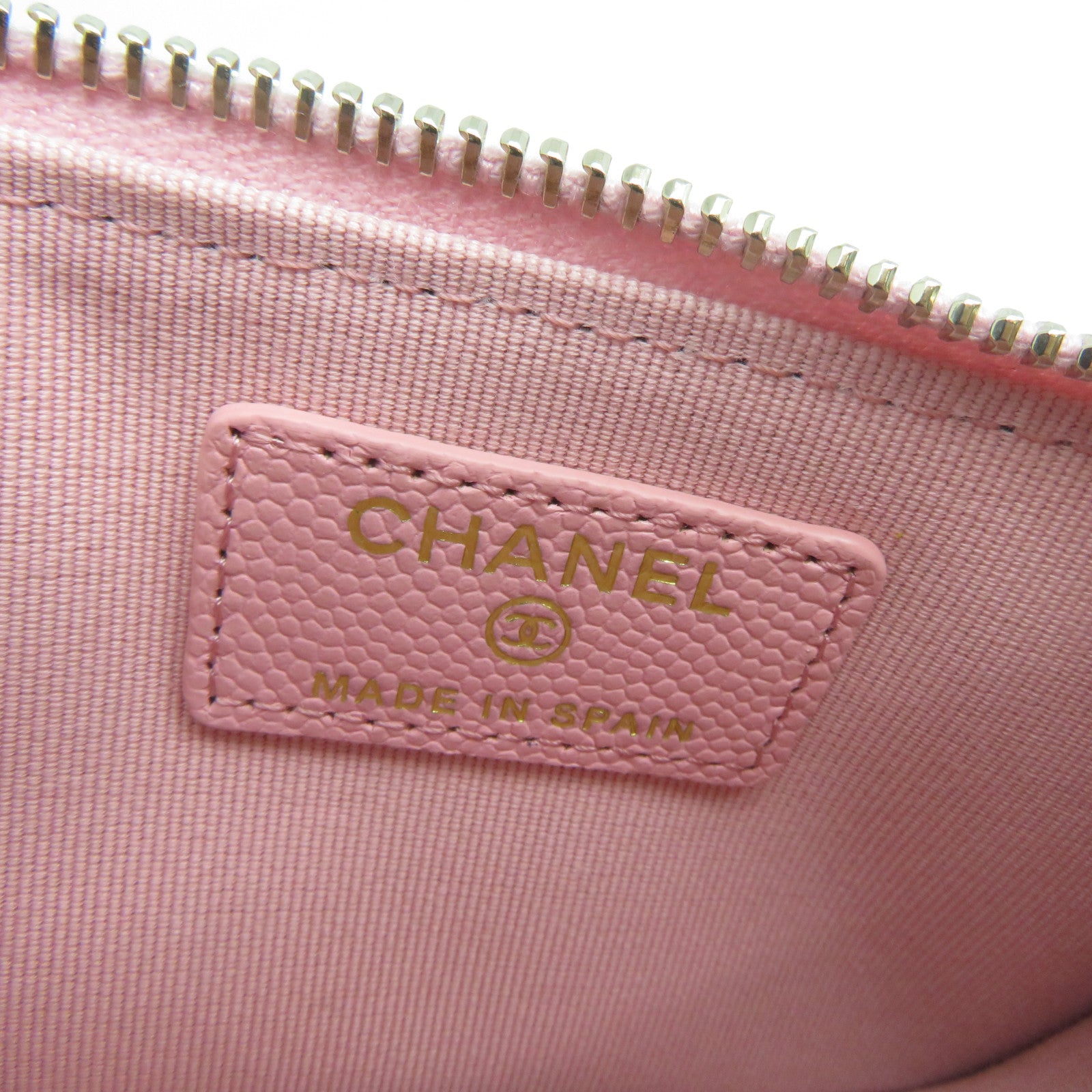 CHANEL 菱格Caviar皮革Card Holder金扣卡片套粉紅色
