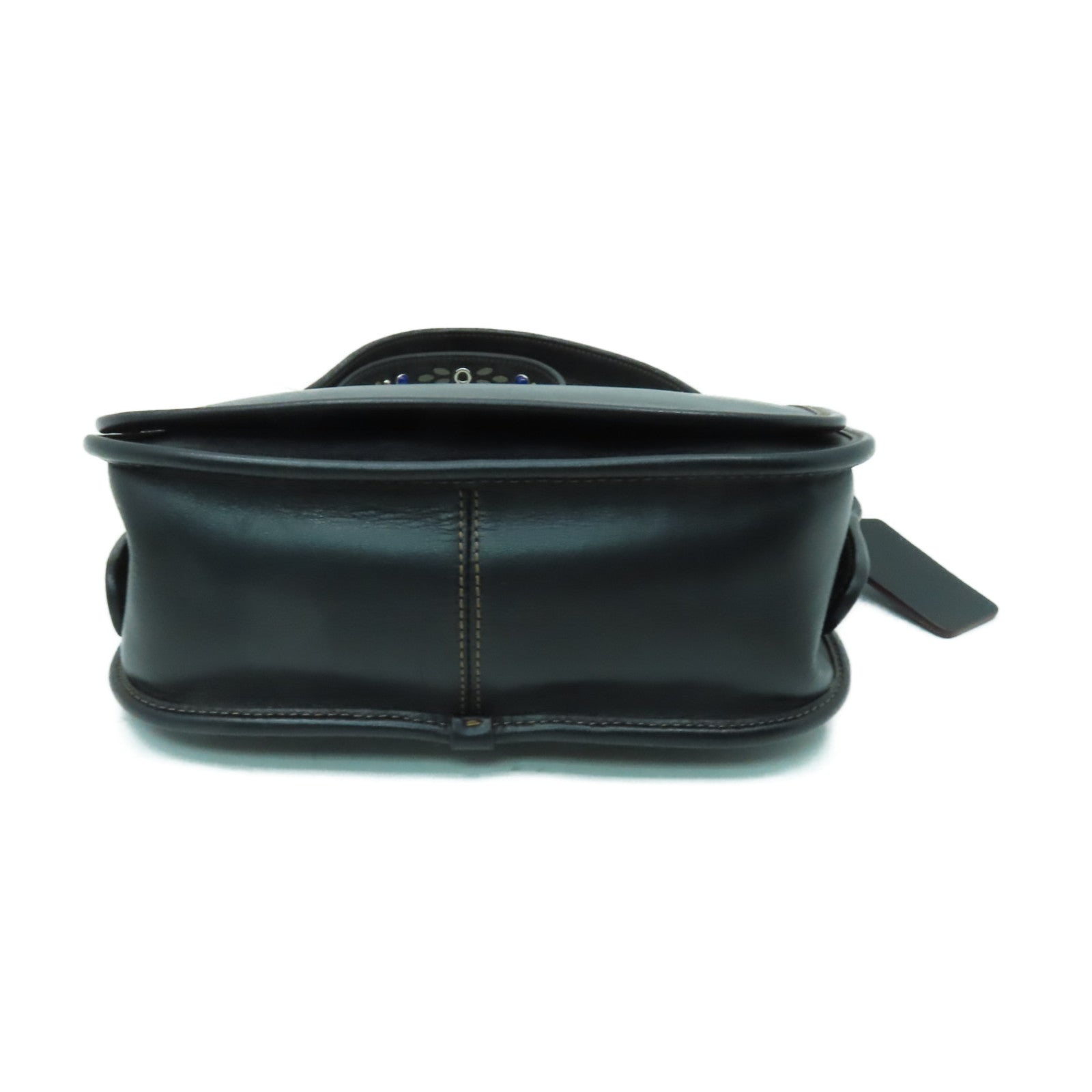 COACH 牛皮皮革Shoulder Bag銀扣肩背袋黑色