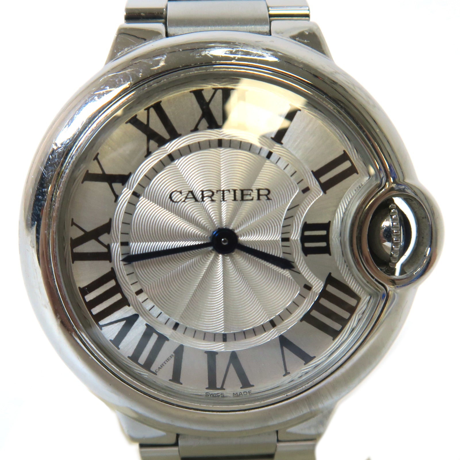 CARTIER Ballon Bleu MM不鏽鋼石英機芯手錶銀色
