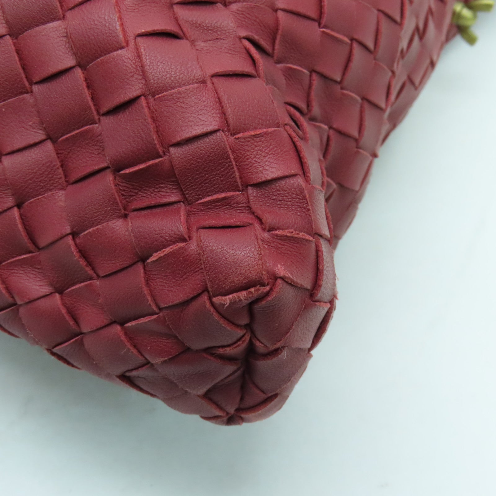BOTTEGA VENETA 織紋皮革2way Shoulder Bag金扣手挽肩背兩用袋紅色