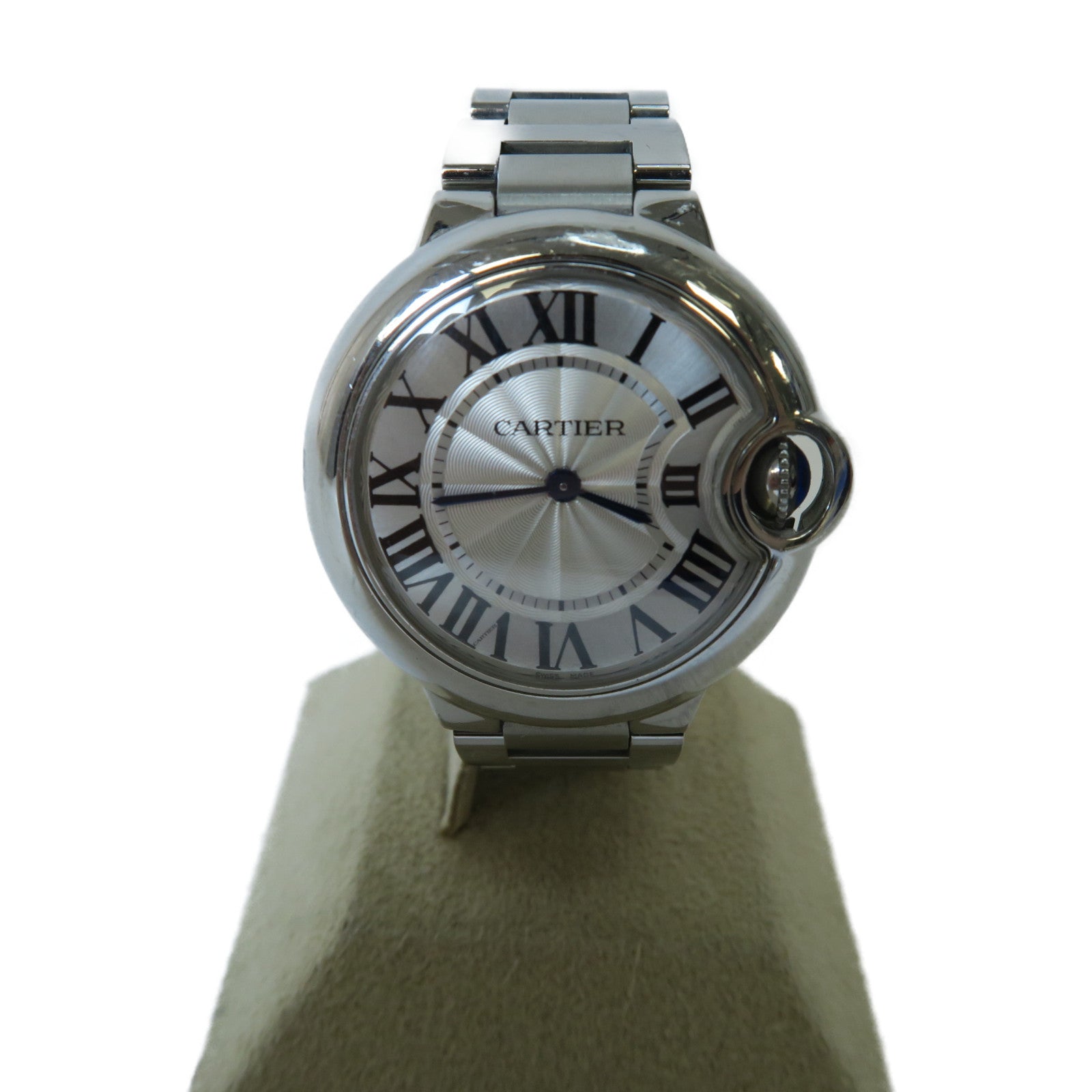 CARTIER Ballon Bleu MM不鏽鋼石英機芯手錶銀色
