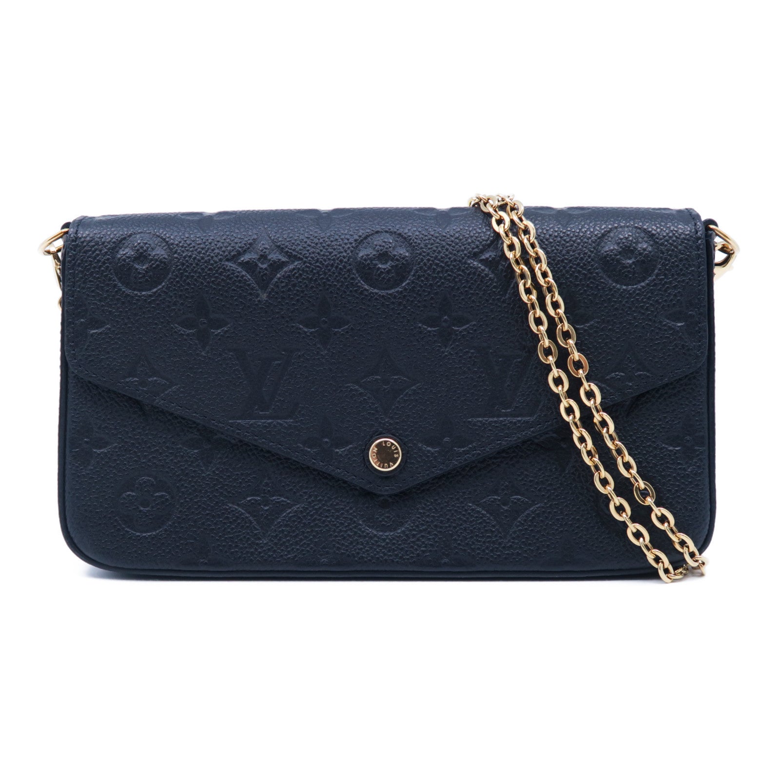 LOUIS VUITTON Monogram Empreinte Pochette Felicie金扣鏈帶肩背袋黑色
