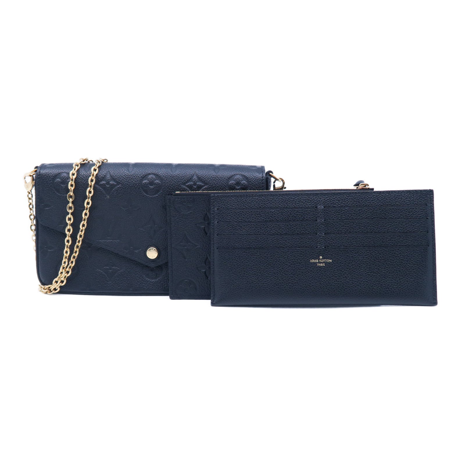 LOUIS VUITTON Monogram Empreinte Pochette Felicie金扣鏈帶肩背袋黑色