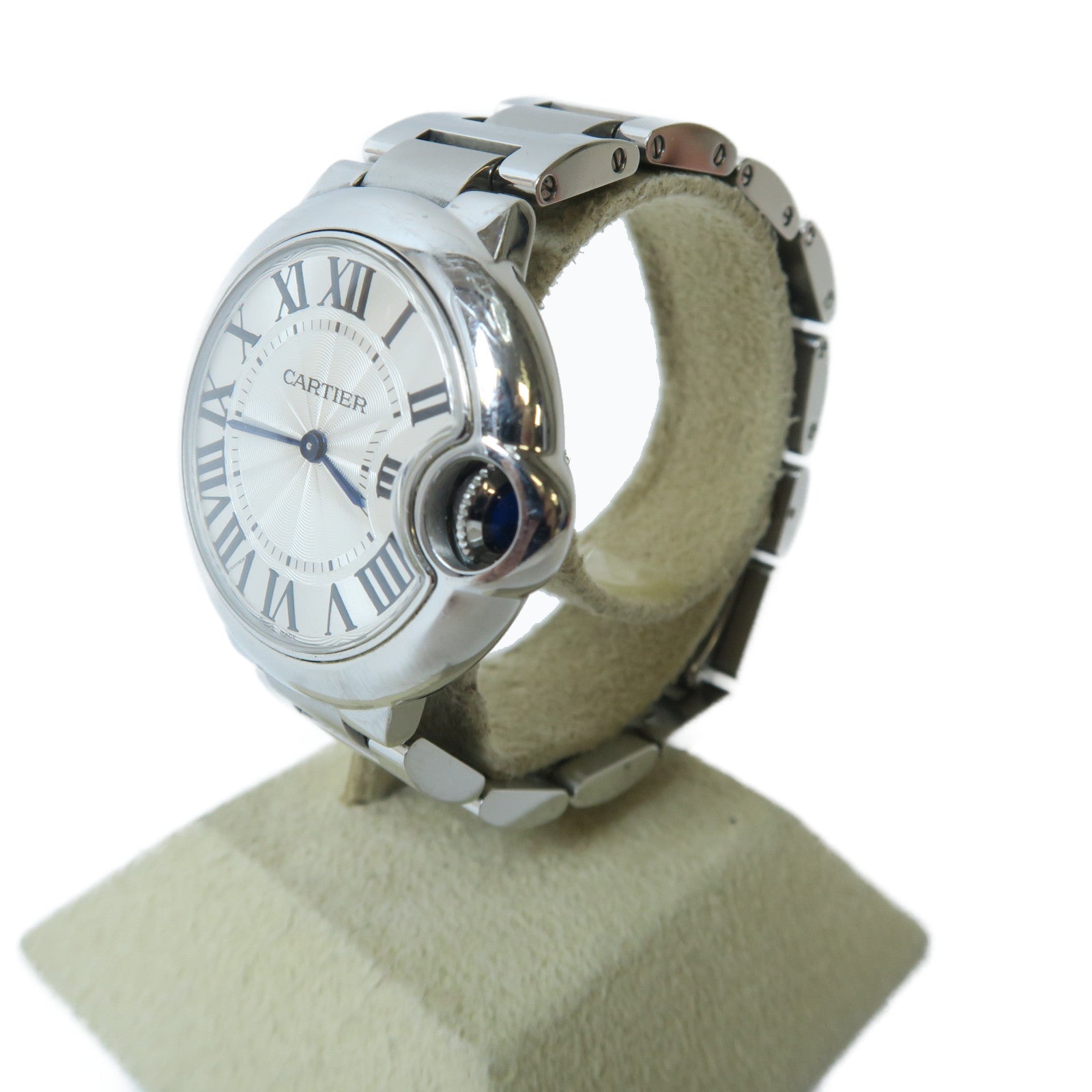 CARTIER Ballon Bleu MM不鏽鋼石英機芯手錶銀色