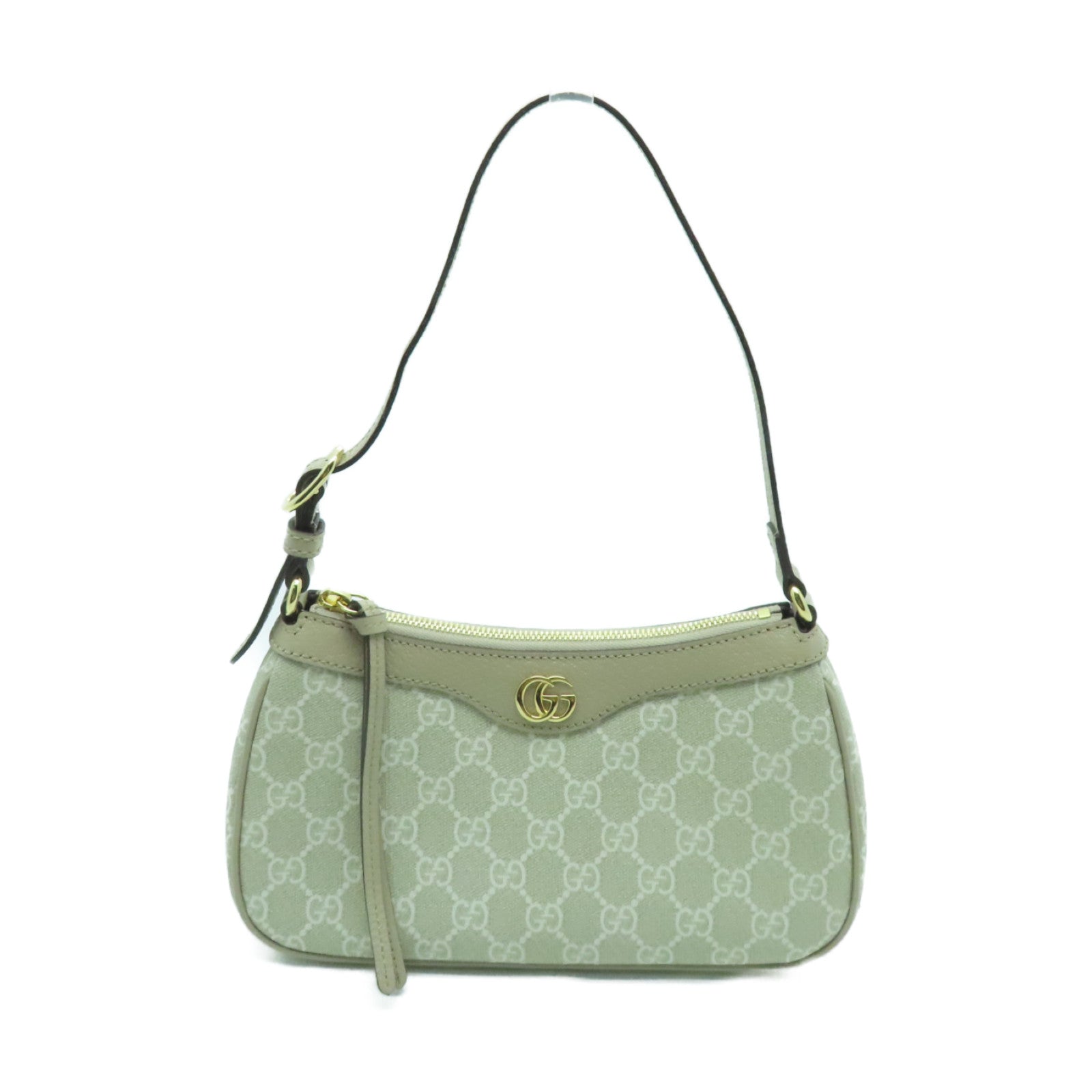 GUCCI 塗層帆布Ophidia Shoulder Bag金扣肩背袋白色