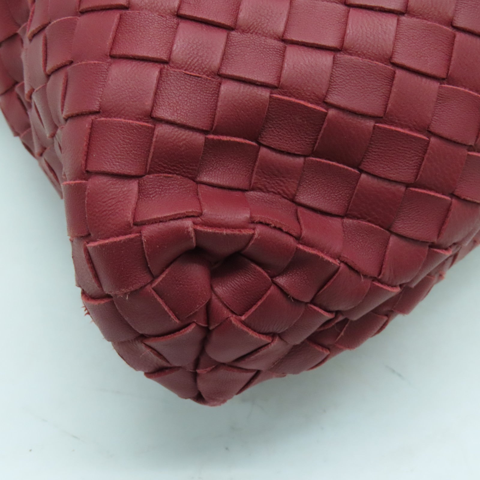 BOTTEGA VENETA 織紋皮革2way Shoulder Bag金扣手挽肩背兩用袋紅色