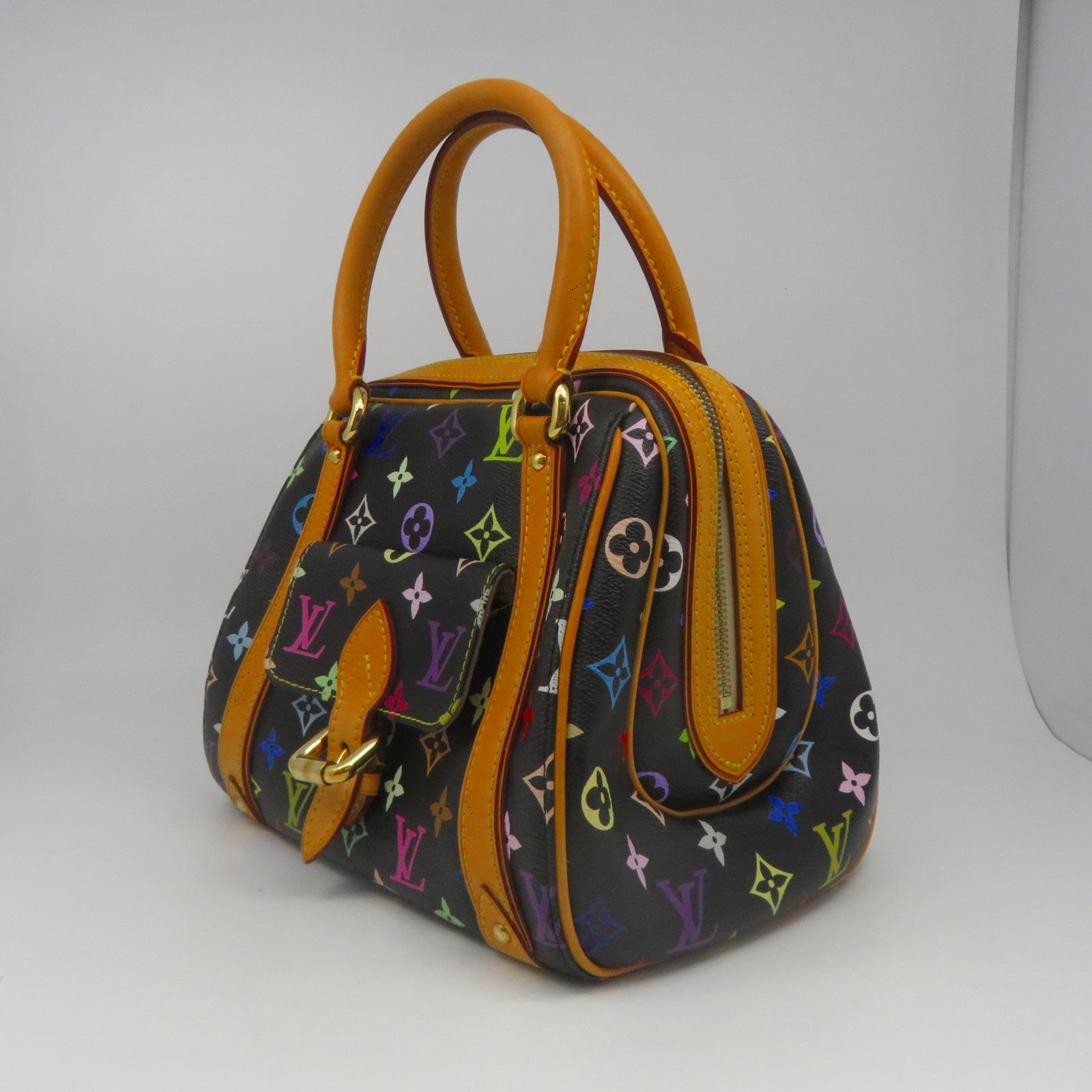 LOUIS VUITTON Monogram Multicolore Priscilla金扣手挽袋黑色