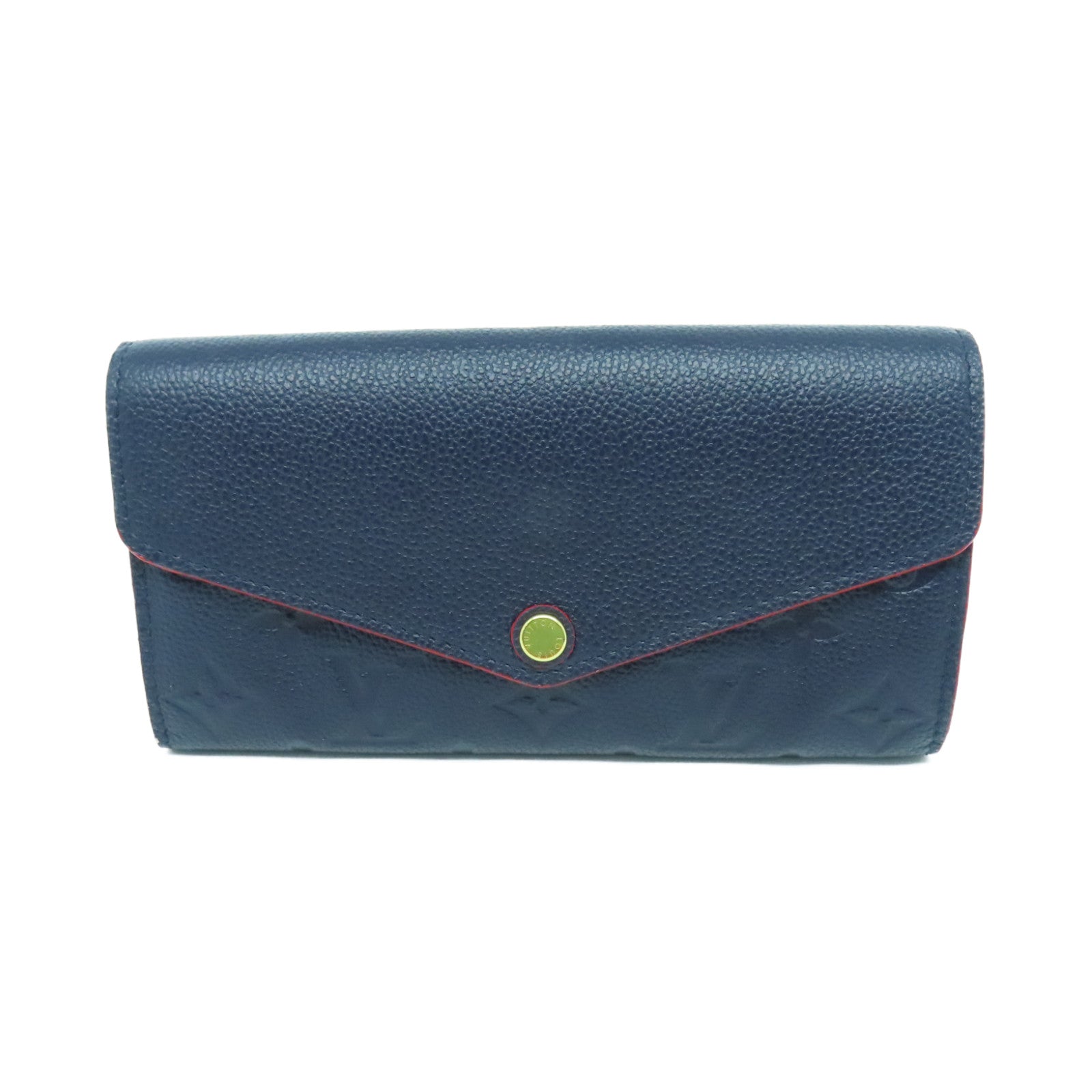 LOUIS VUITTON Monogram Empreinte Sarah gold buckle long wallet dark blue