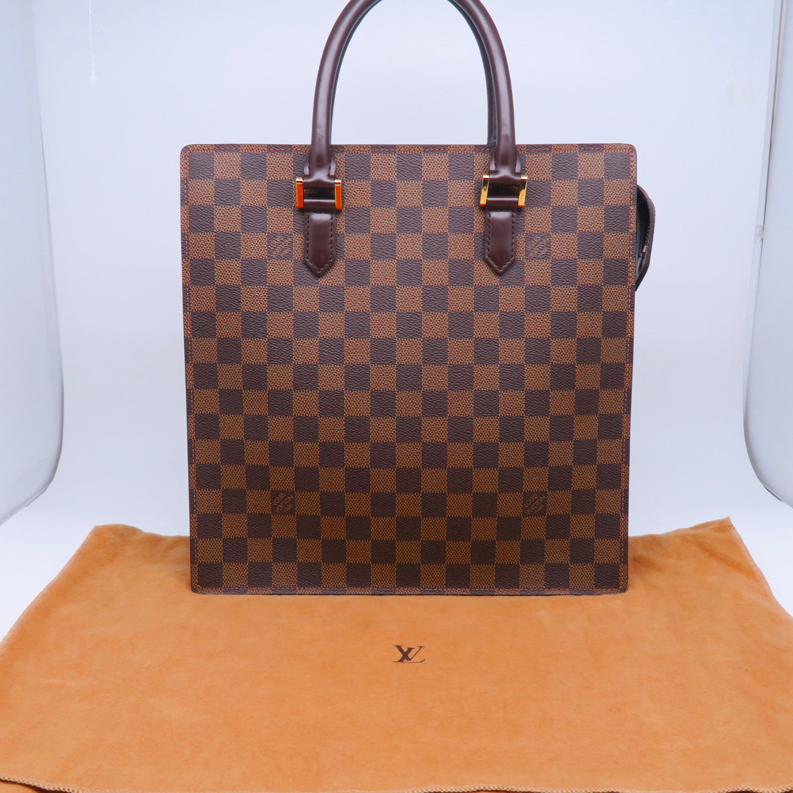 LOUIS VUITTON 【激減優惠】Damier Ebene Venice PM金扣手挽袋啡色