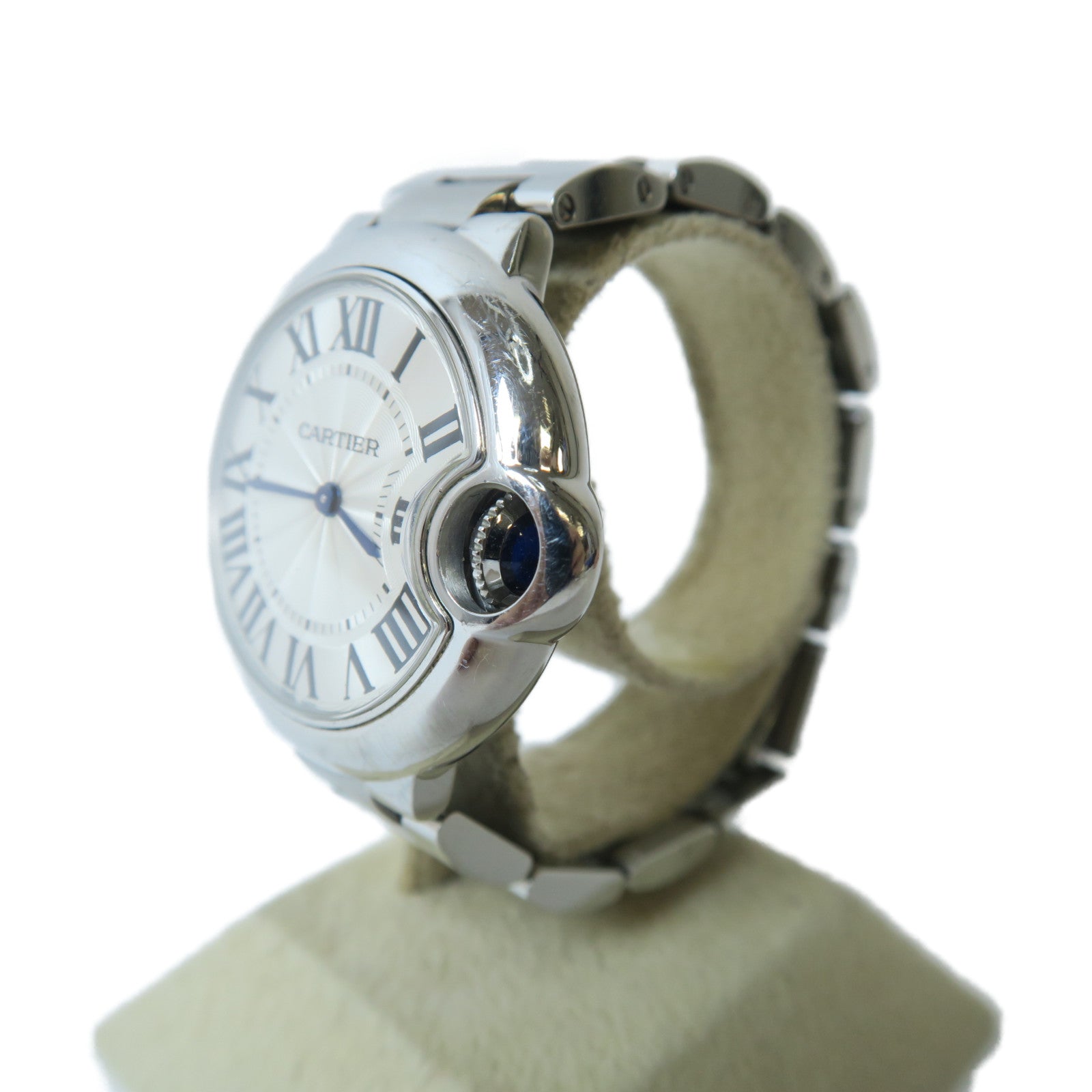 CARTIER Ballon Bleu MM不鏽鋼石英機芯手錶銀色