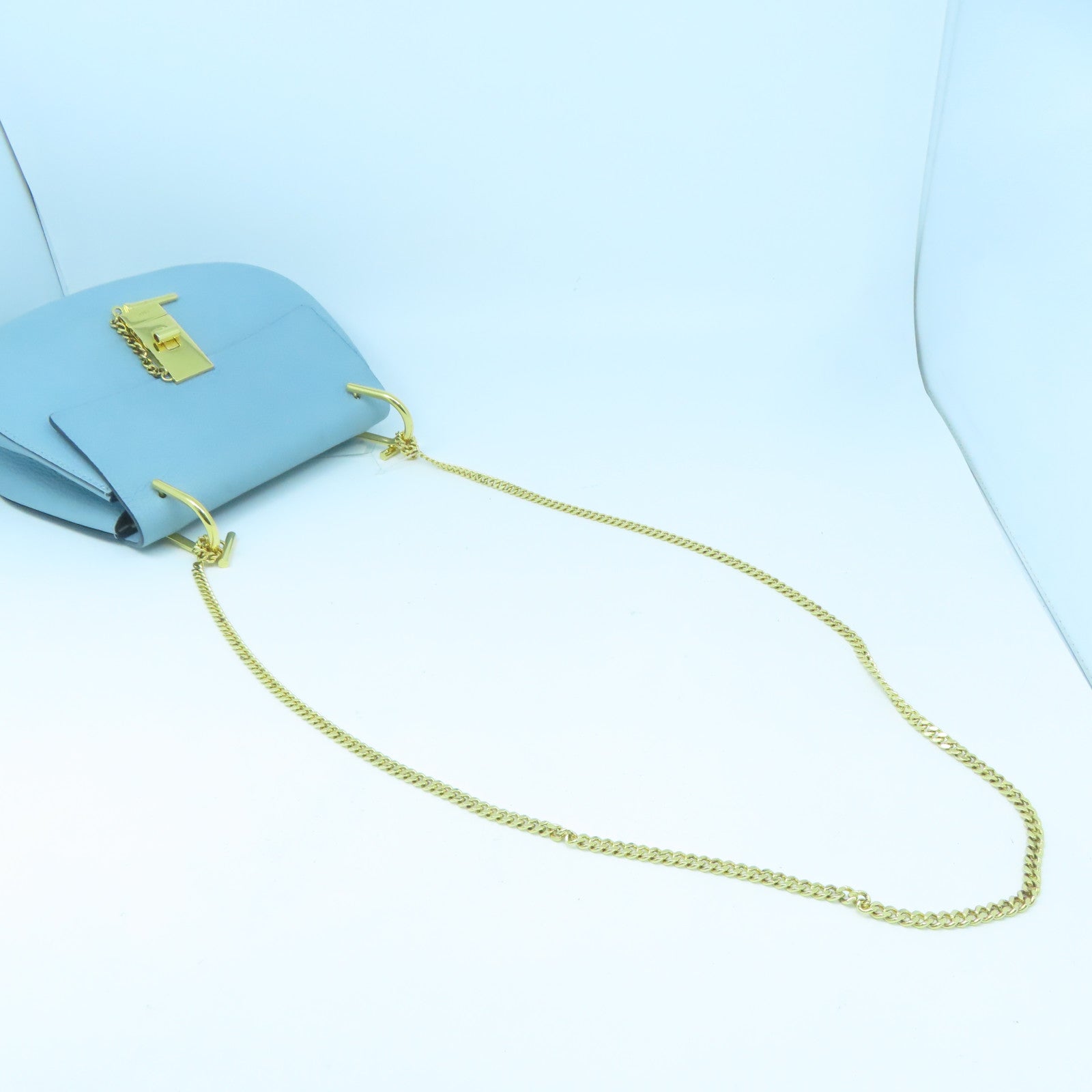 Chloe 牛皮皮革Chain Shoulder金扣鏈帶肩背袋藍色