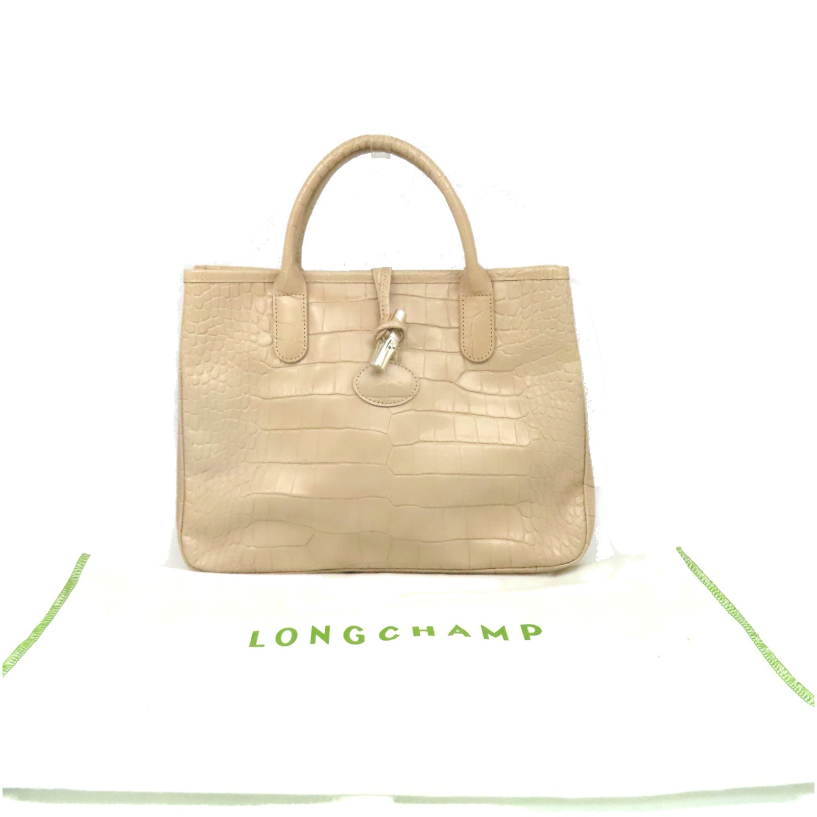 Longchamp 牛皮皮革Hand Bag手挽袋米色