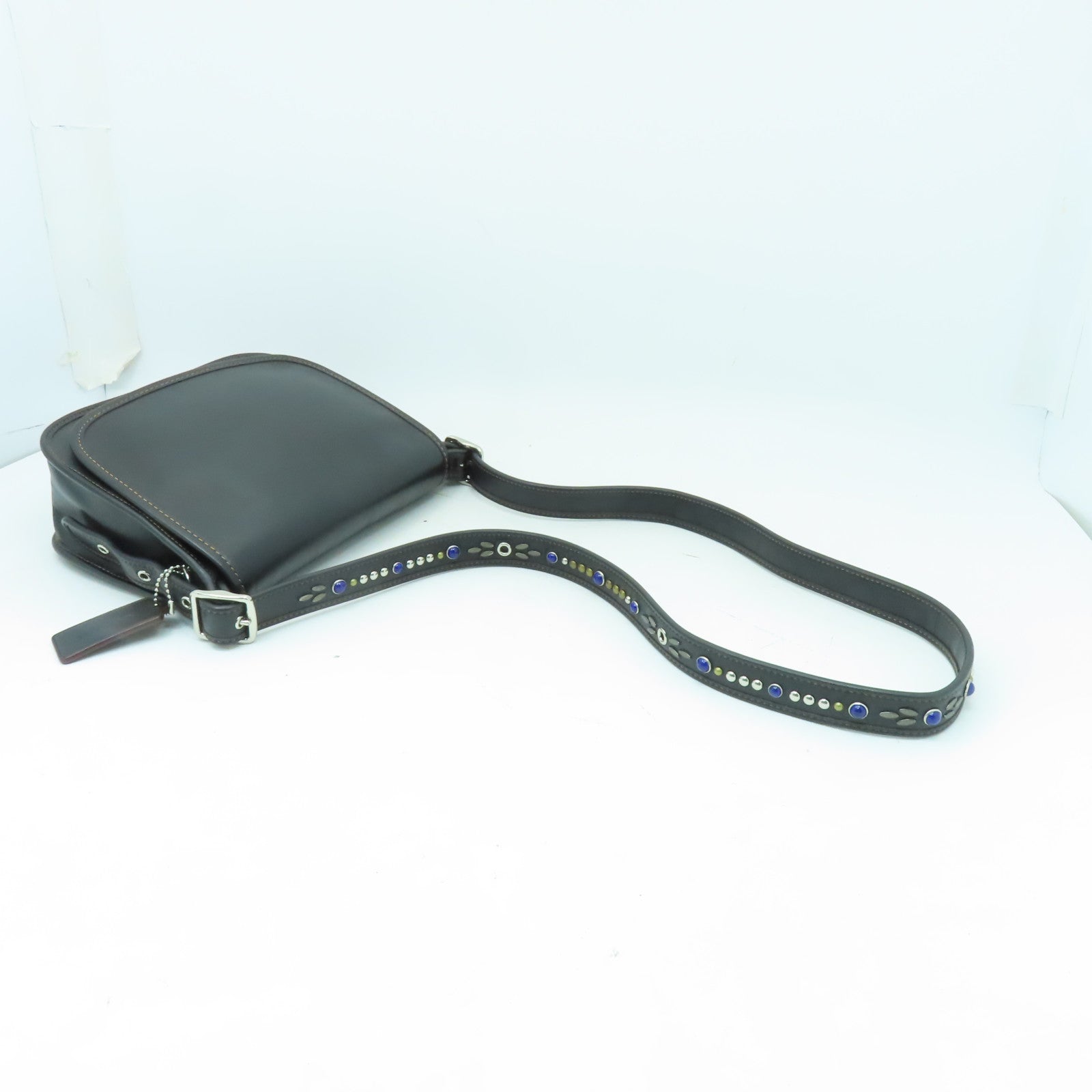 COACH 牛皮皮革Shoulder Bag銀扣肩背袋黑色